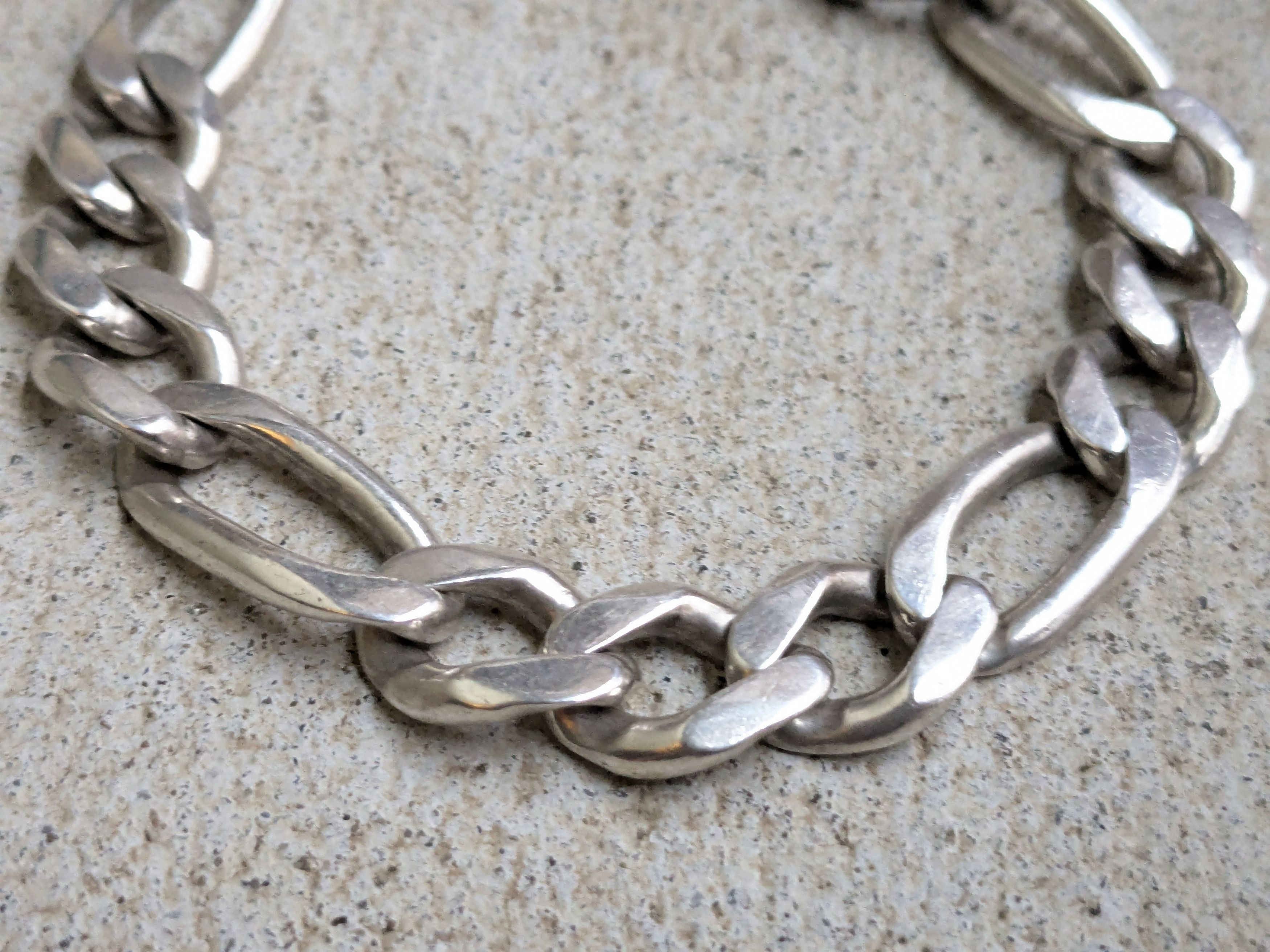 Jewelry Vintage Sterling Silver Bracelet Figaro Chunky Thick Punk Size ONE SIZE - 3 Thumbnail