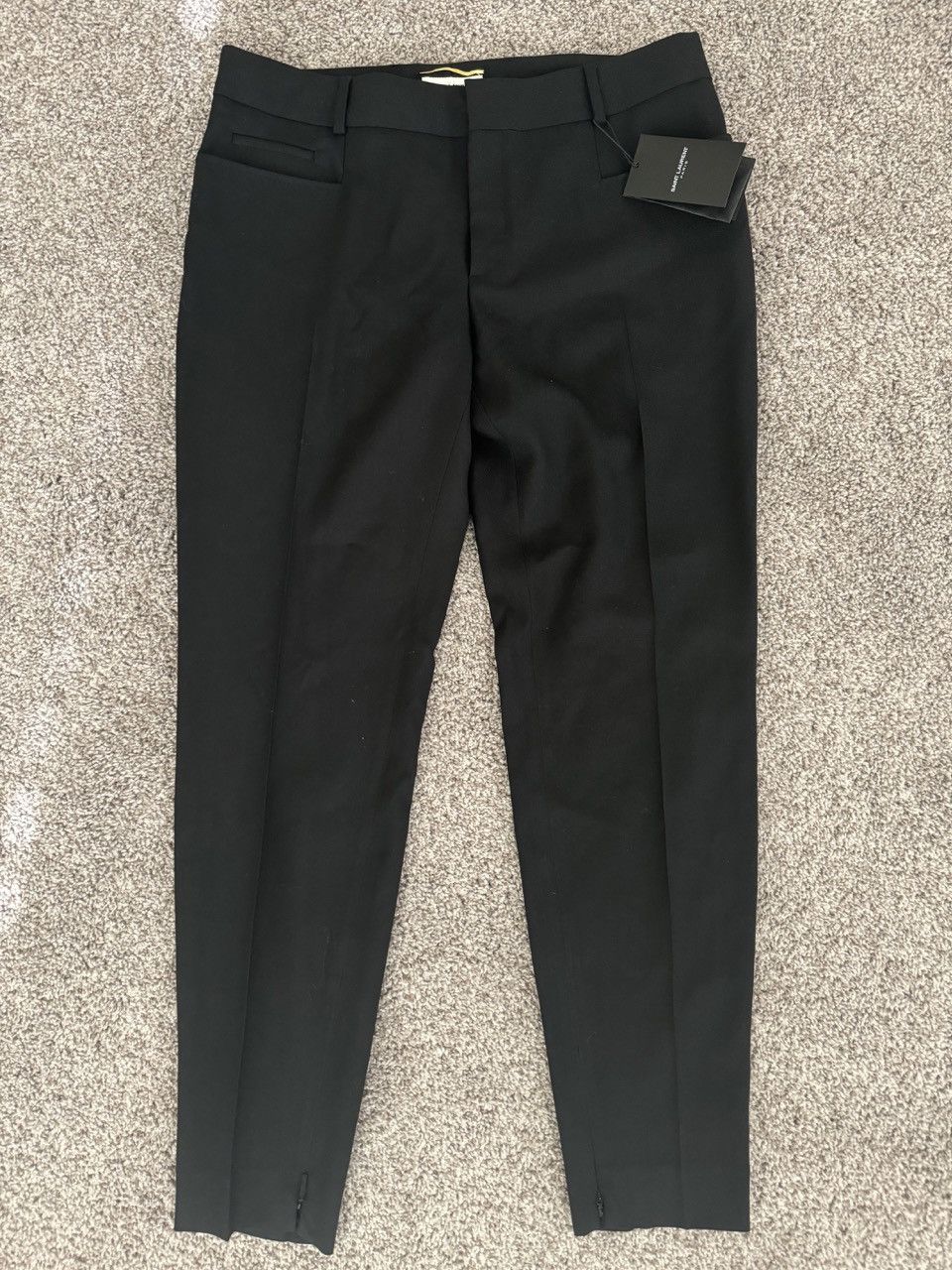 Saint Laurent Paris Saint Laurent Women’s Wool Black Side Embroidered Pants Size 32" / US 10 / IT 46 - 1 Thumbnail