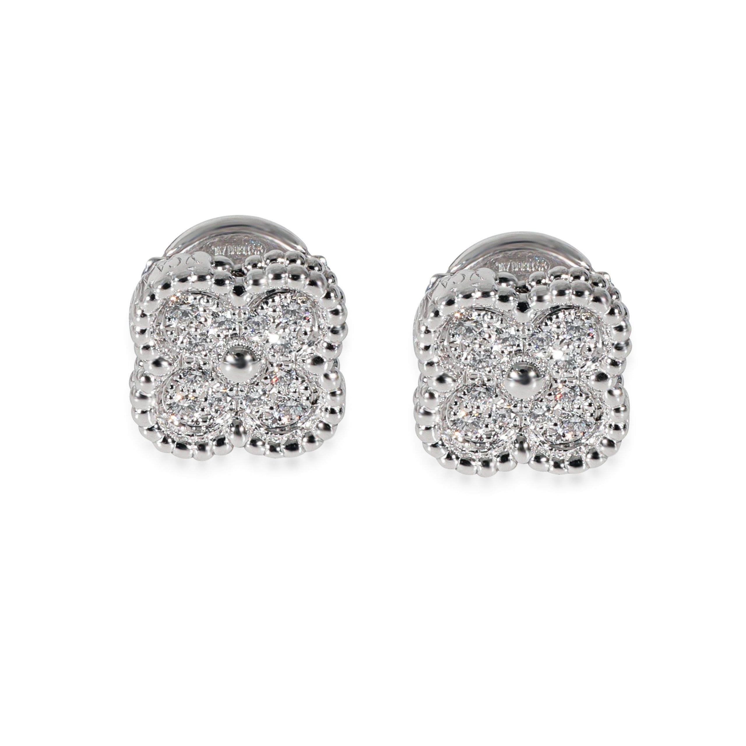 Van Cleef & Arpels Van Cleef & Arpels Sweet Alhambra Diamond Earrings in 18k White Gold 0.16 CTW Size ONE SIZE - 1 Thumbnail