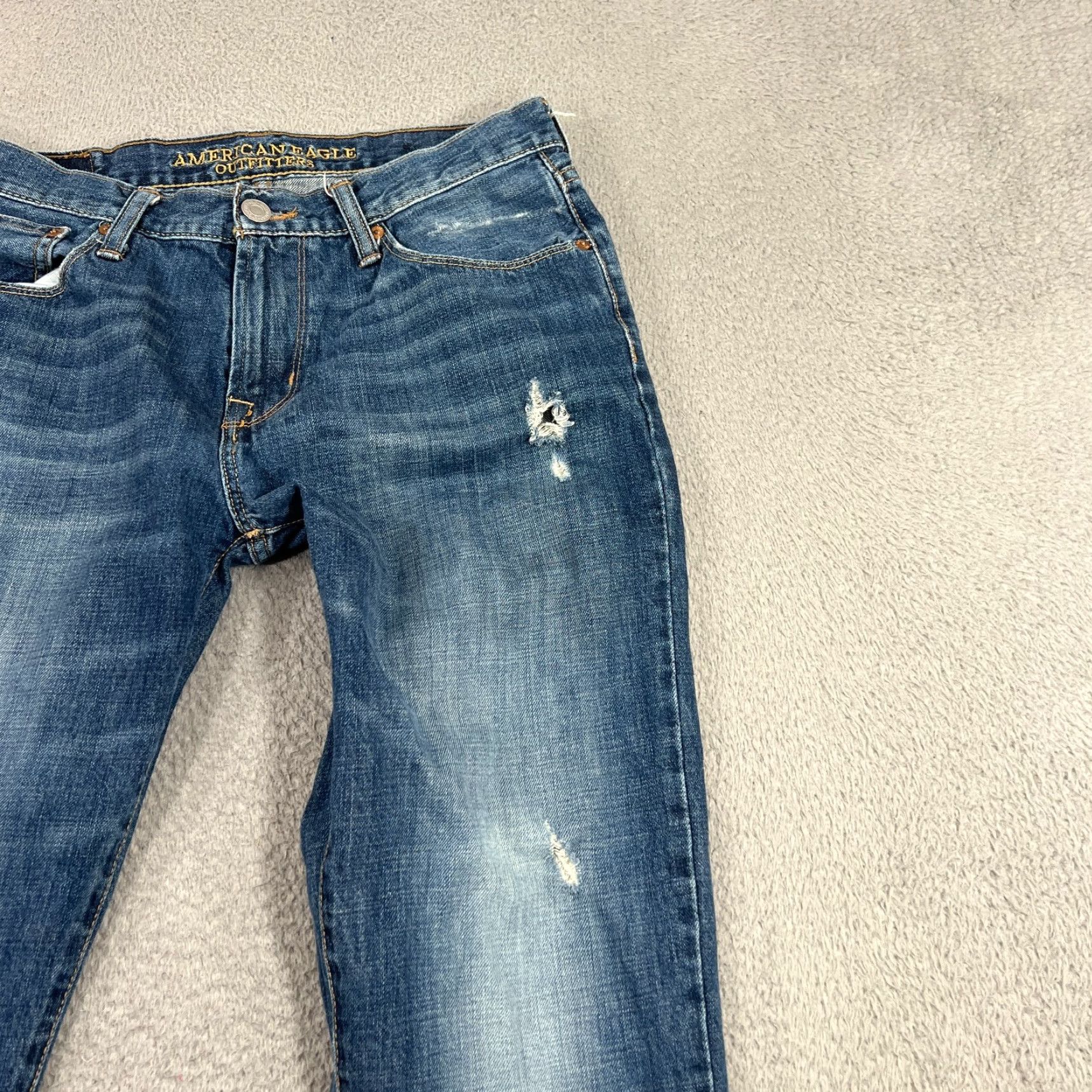 American Eagle Outfitters American Eagle Jeans Mens 32x34 Blue Original Straight Dark Wash Denim Shirt? Size US 32 / EU 48 - 7 Thumbnail