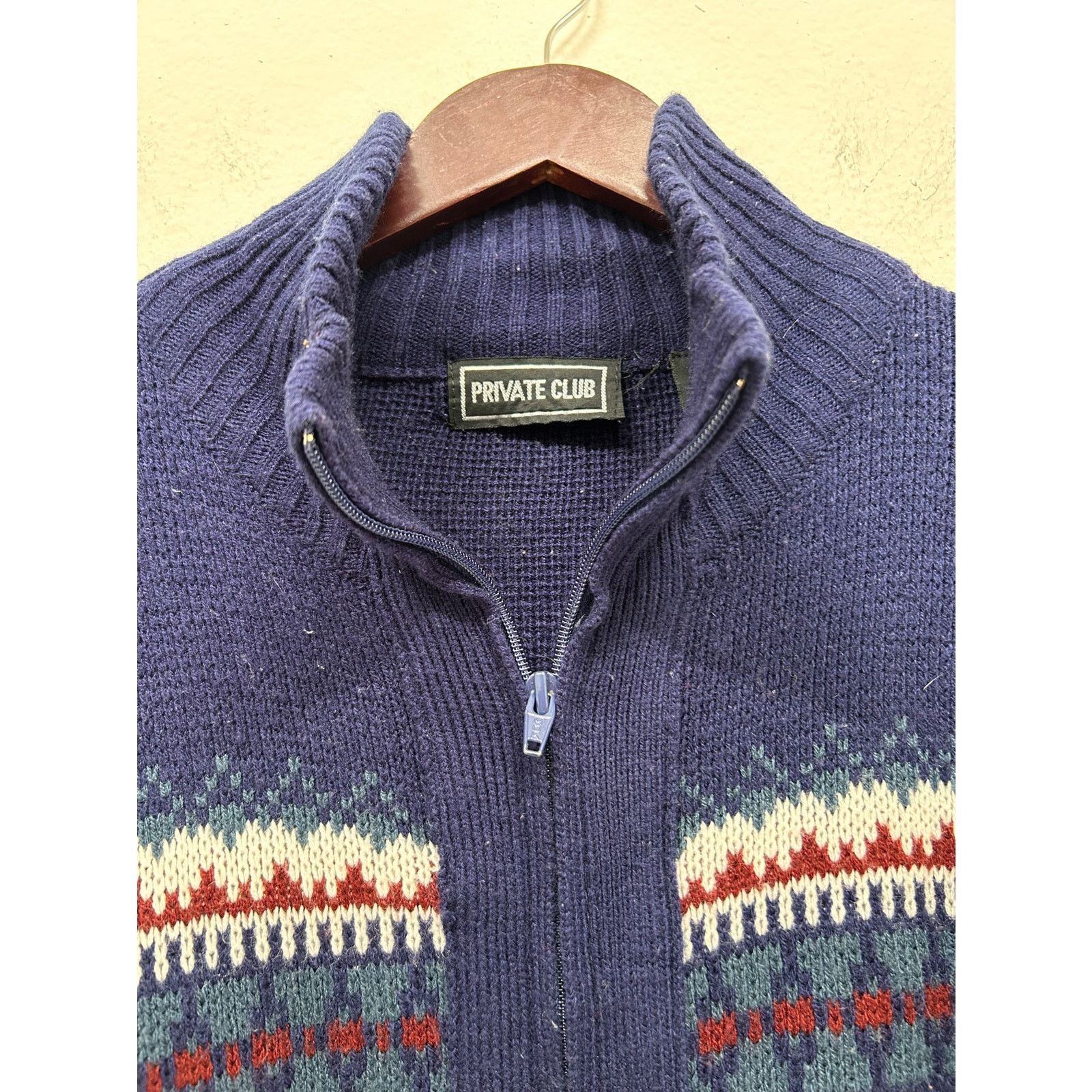 Vintage VTG Fair Isle Full Zip Acrylic Sweater Mens XL Size US XL / EU 56 / 4 - 3 Thumbnail