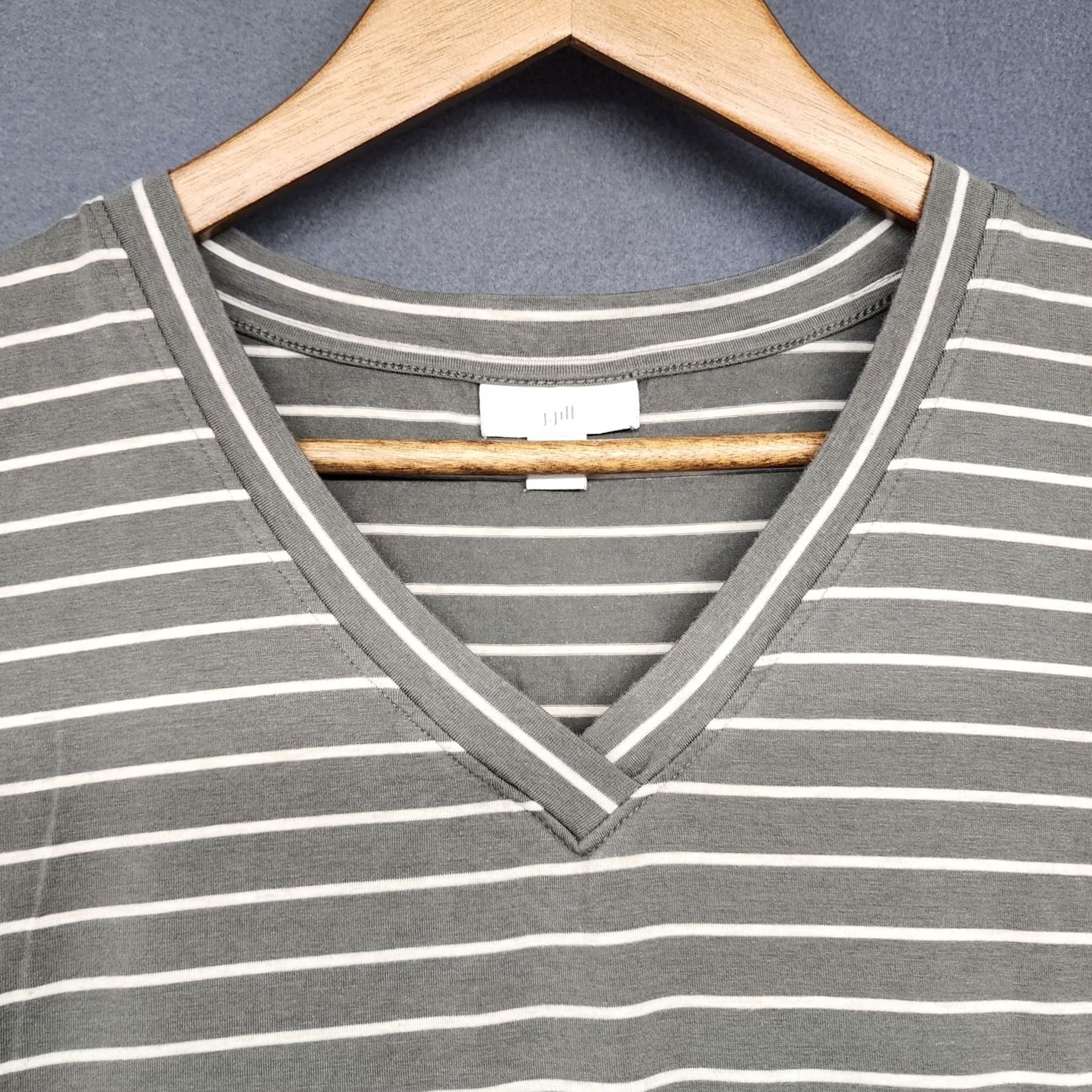 Vintage J Jill Dress Shift Small Green Sleeveless Pockets Pima Cotton Blend Striped Dress Jersey Knit - V-Neck Business Casual Travel Womens Size S / US 4 / IT 40 - 5 Thumbnail