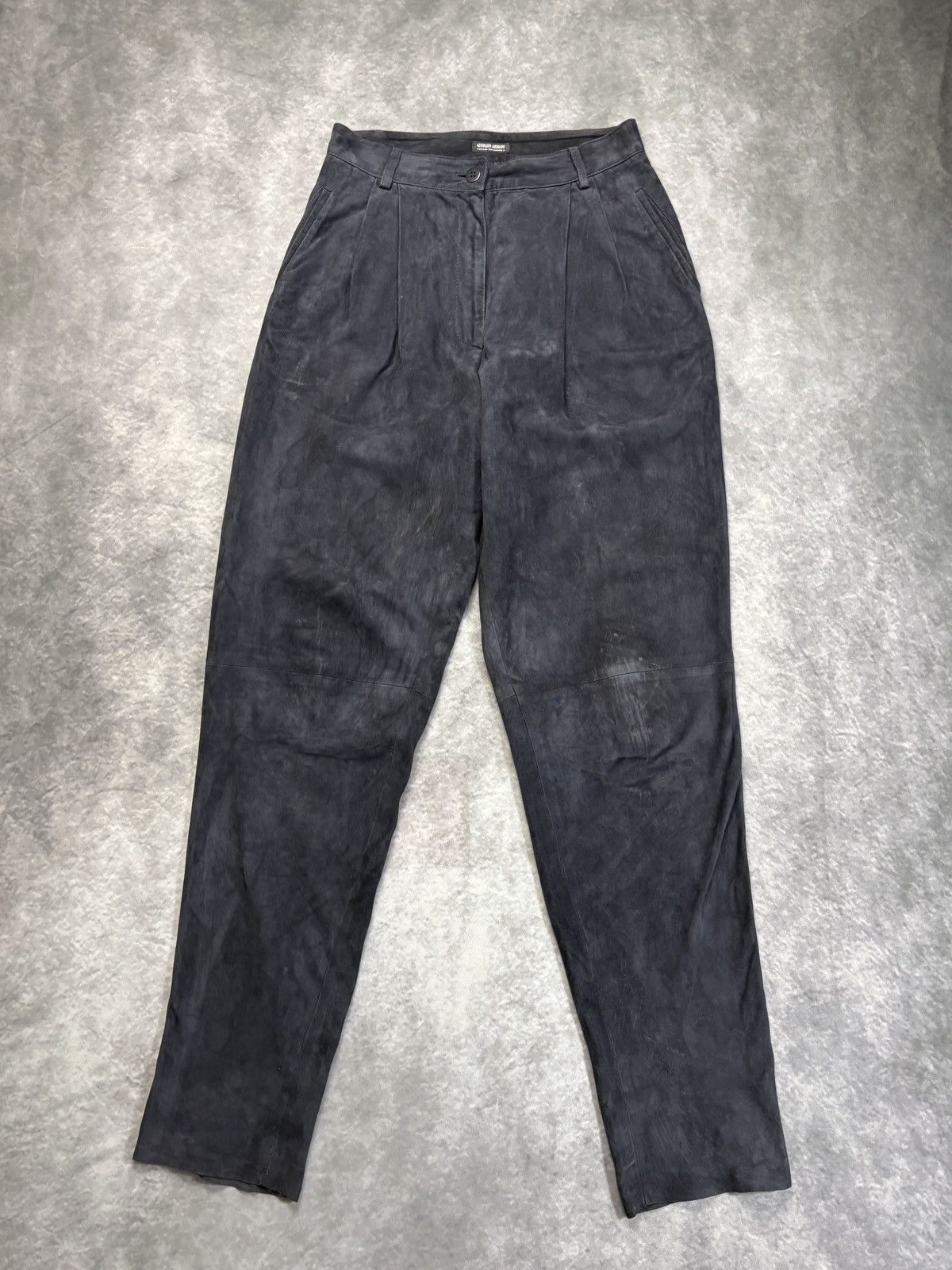 Giorgio Armani × Vintage 1980s Giorgio Armani Suede Pants Vintage Borgonuovo Black 44 Size 30" / US 8 / IT 44 - 21 Thumbnail