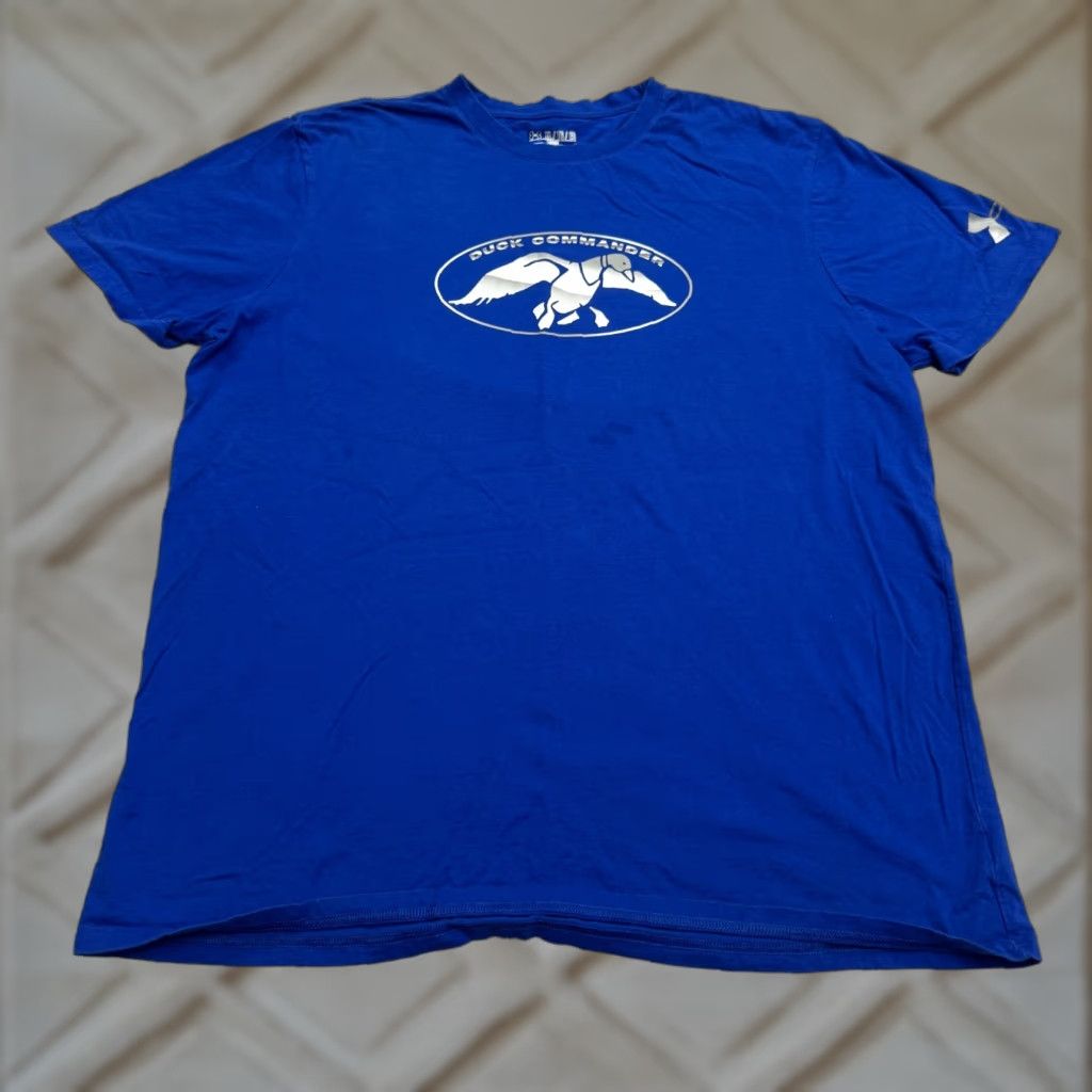 Under Armour Under Armour HeatGear T-Shirt Men XL Blue Cotton Loose Fit Crew Neck Graphic Tee Size US XL / EU 56 / 4 - 1 Thumbnail