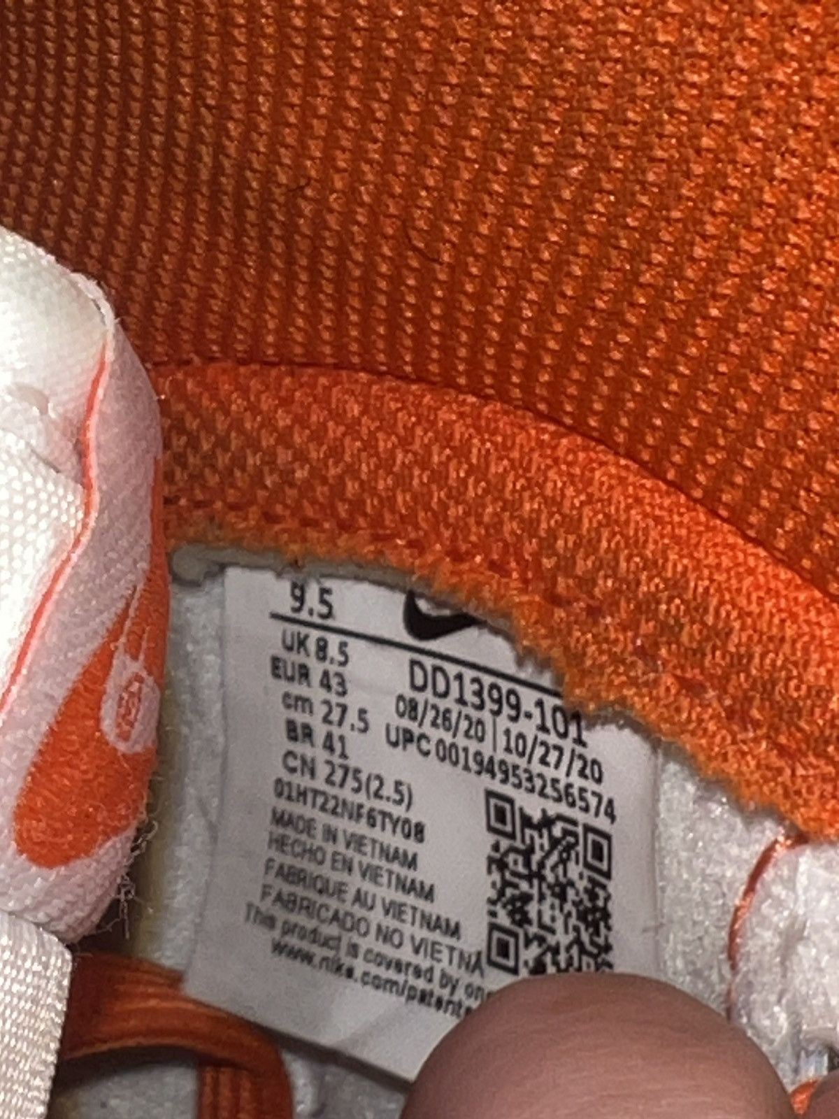 Nike Nike Dunk High “Syracuse” Size 9.5 Men’s Size US 9.5 / EU 42-43 - 9 Thumbnail
