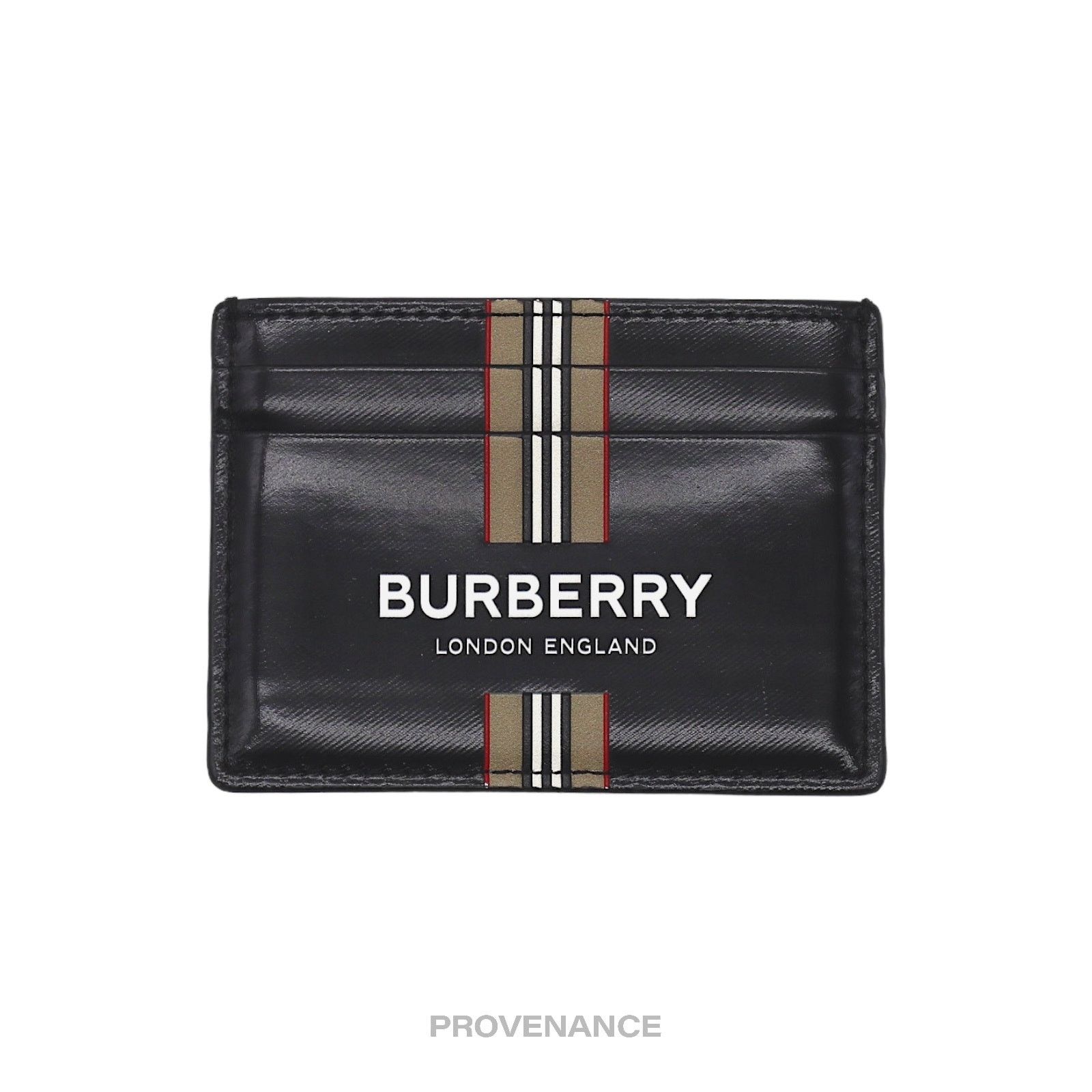🔴 Burberry Card Holder Wallet Logo Striped Check Black