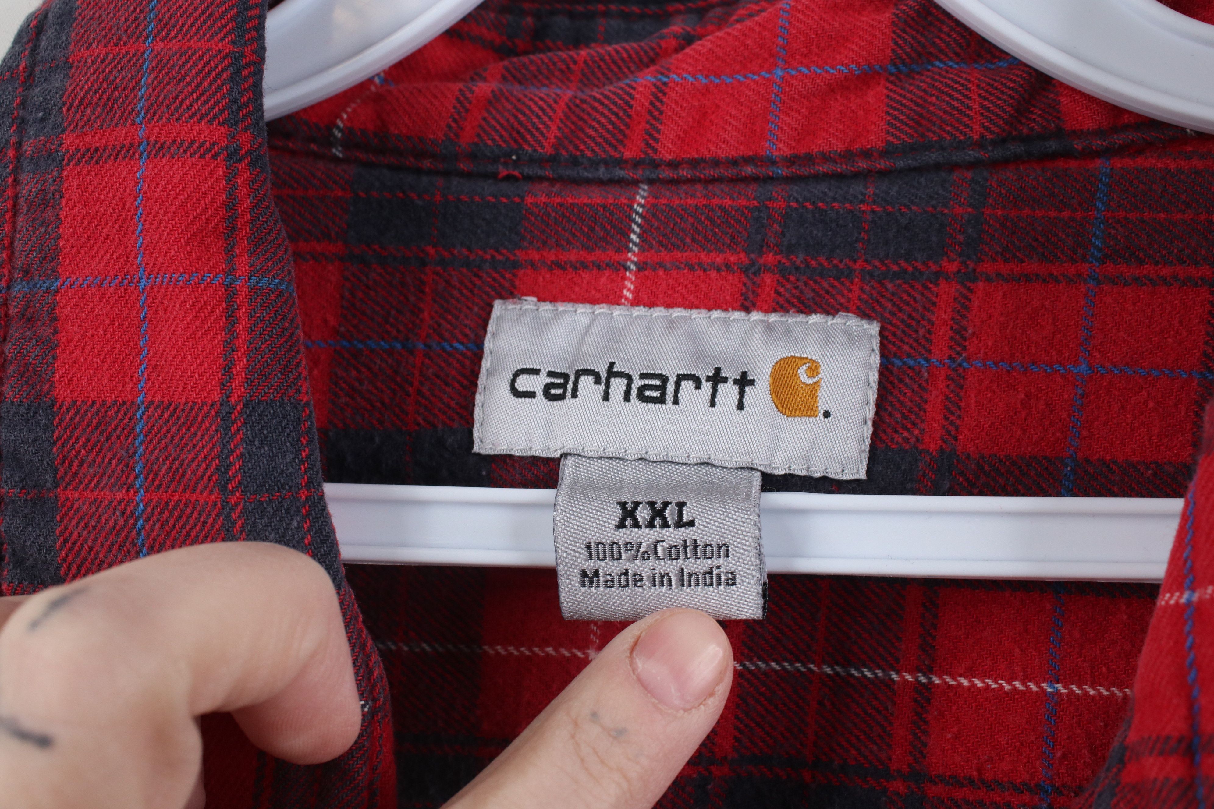Carhartt Vintage 90s Y2K Carhartt Flannel Collared Button Shirt Plaid Size US XXL / EU 58 / 5 - 7 Thumbnail