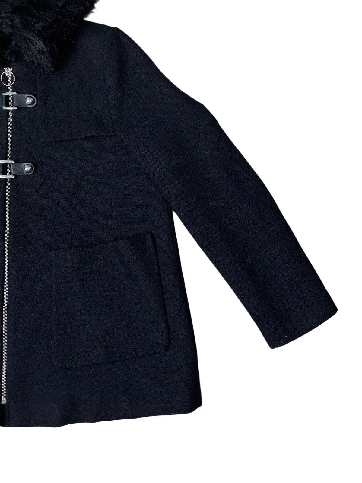 If Six Was Nine × Zara Zara Woman Faux Fur Hoodie Wool Coat Size L / US 10 / IT 46 - 5 Thumbnail