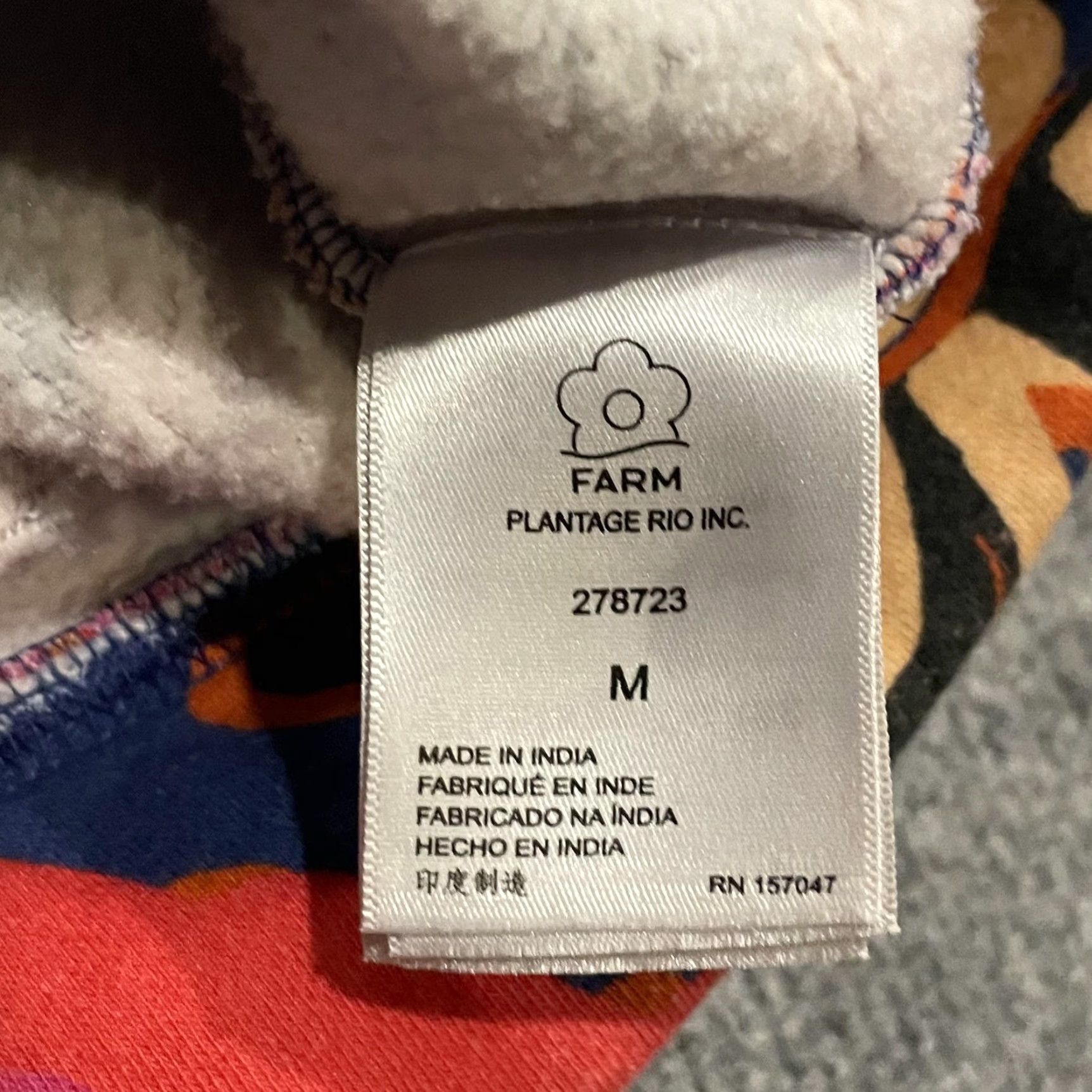 Farm Rio Farm Rio Floral Fleece Hoodie Womens Medium Multicolor Pullover Tropical Textile Cotton Polyester Hooded Drawstring All Seasons Long Sleeve Size M / US 6-8 / IT 42-44 - 7 Thumbnail
