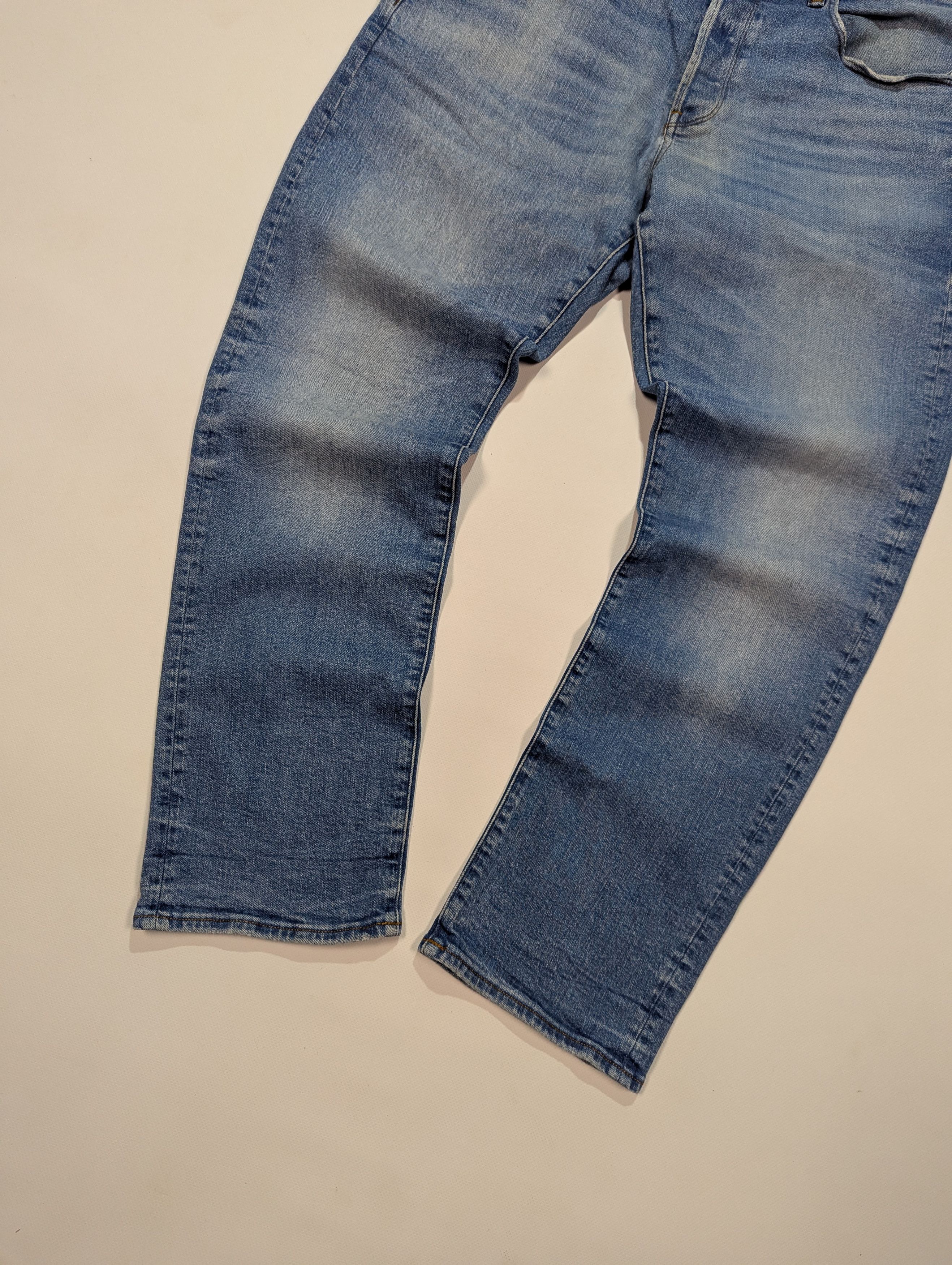 G-Star G - Star RAW 3301 Men's Straight Light Blue Distressed Jeans Size US 34 / EU 50 - 2 Thumbnail