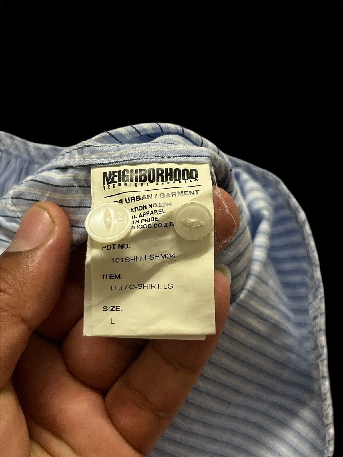 Neighborhood NEIGHBORHOOD ◆ Long Sleeve Shirt Blue Stripe Size US L / EU 52-54 / 3 - 3 Thumbnail