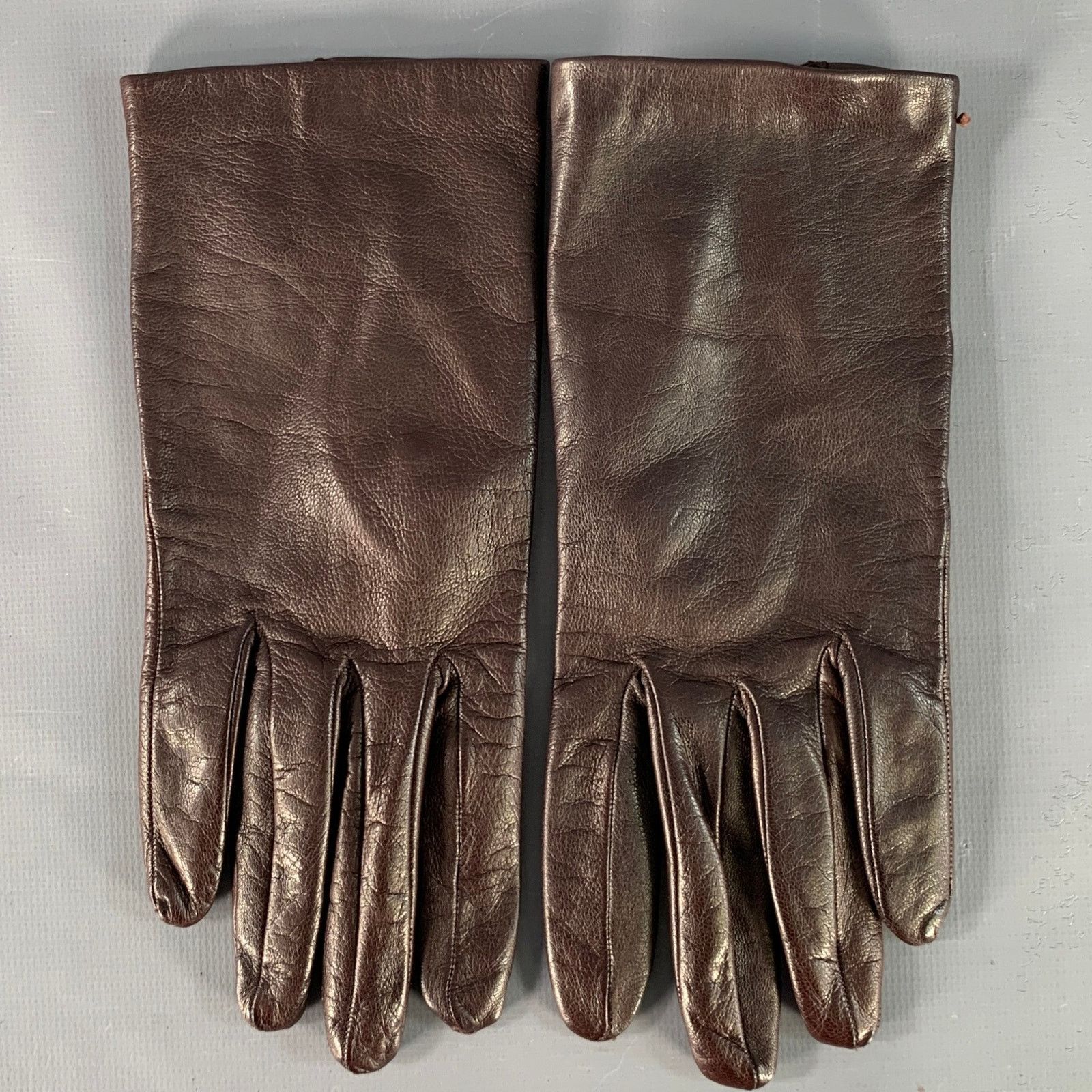 Other SERMONETA Size 6.5 Brown Leather Silk Lined Gloves Size ONE SIZE - 1 Thumbnail