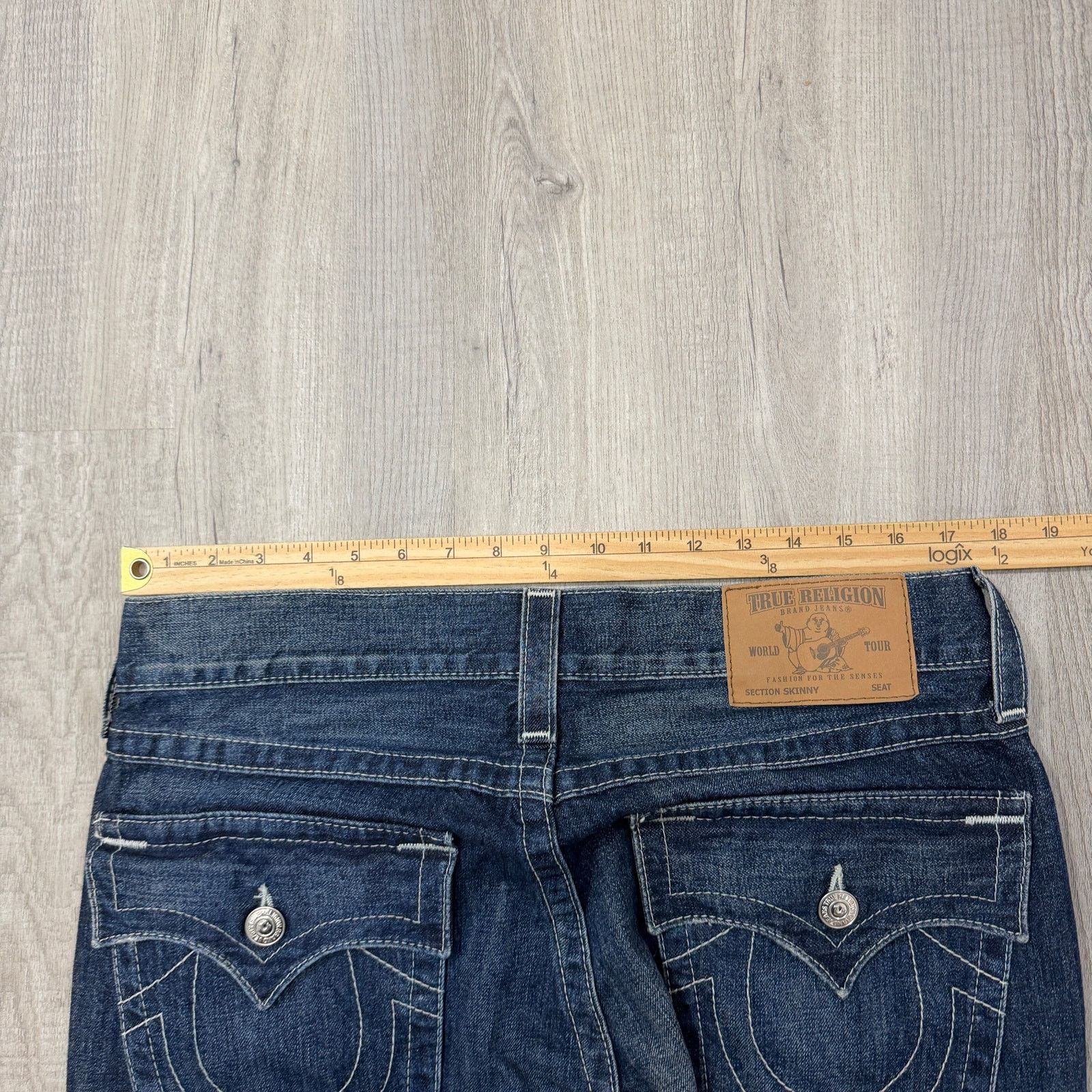 True Religion True Religion Jeans Mens 33x33 Blue Denim Skinny Flap Pocket Size US 33 - 10 Thumbnail