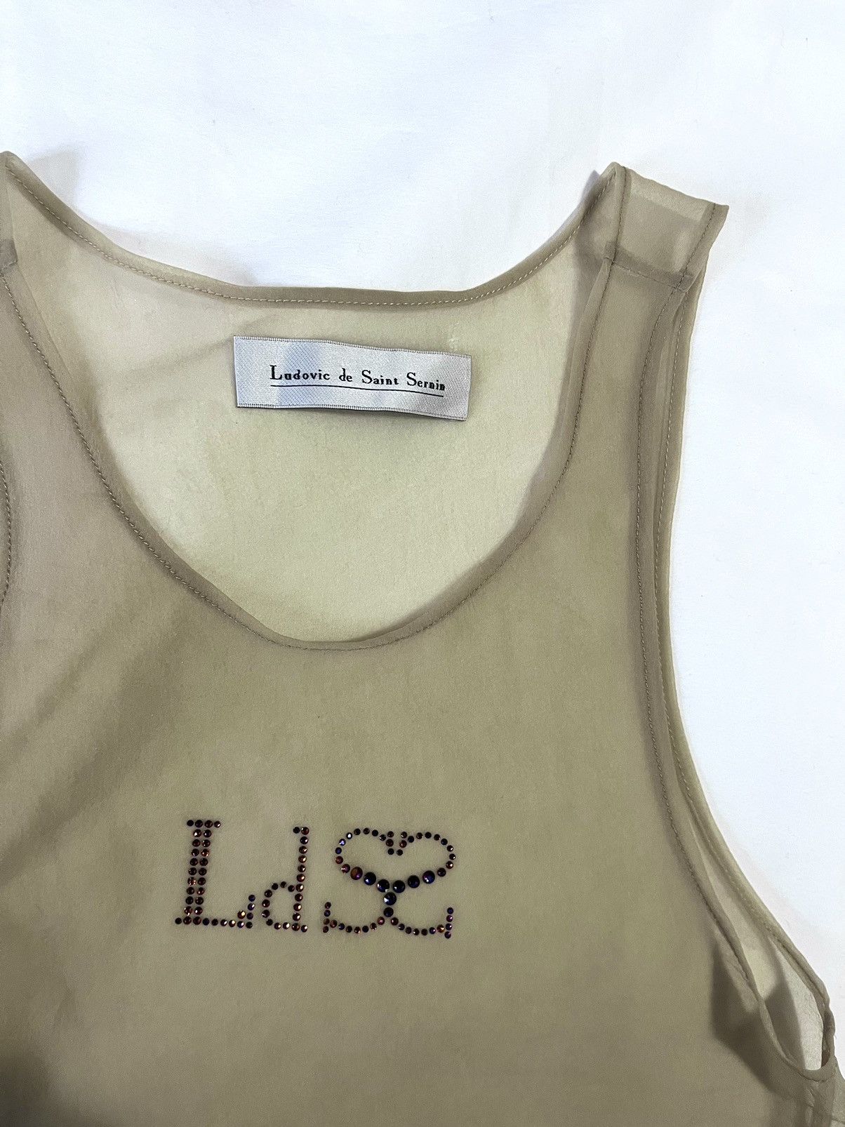 image of Ludovic De Saint Sernin Mesh Tank Top in Khaki, Men's (Size XS)