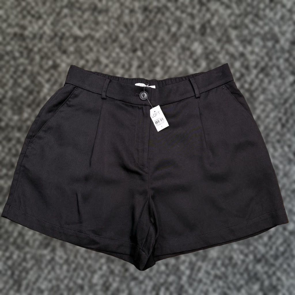 Loft Loft Paperbag Shorts Womens 6 Black High Rise Stretch Pleated Elastic Waist New Size 28" / US 6 / IT 42 - 1 Thumbnail
