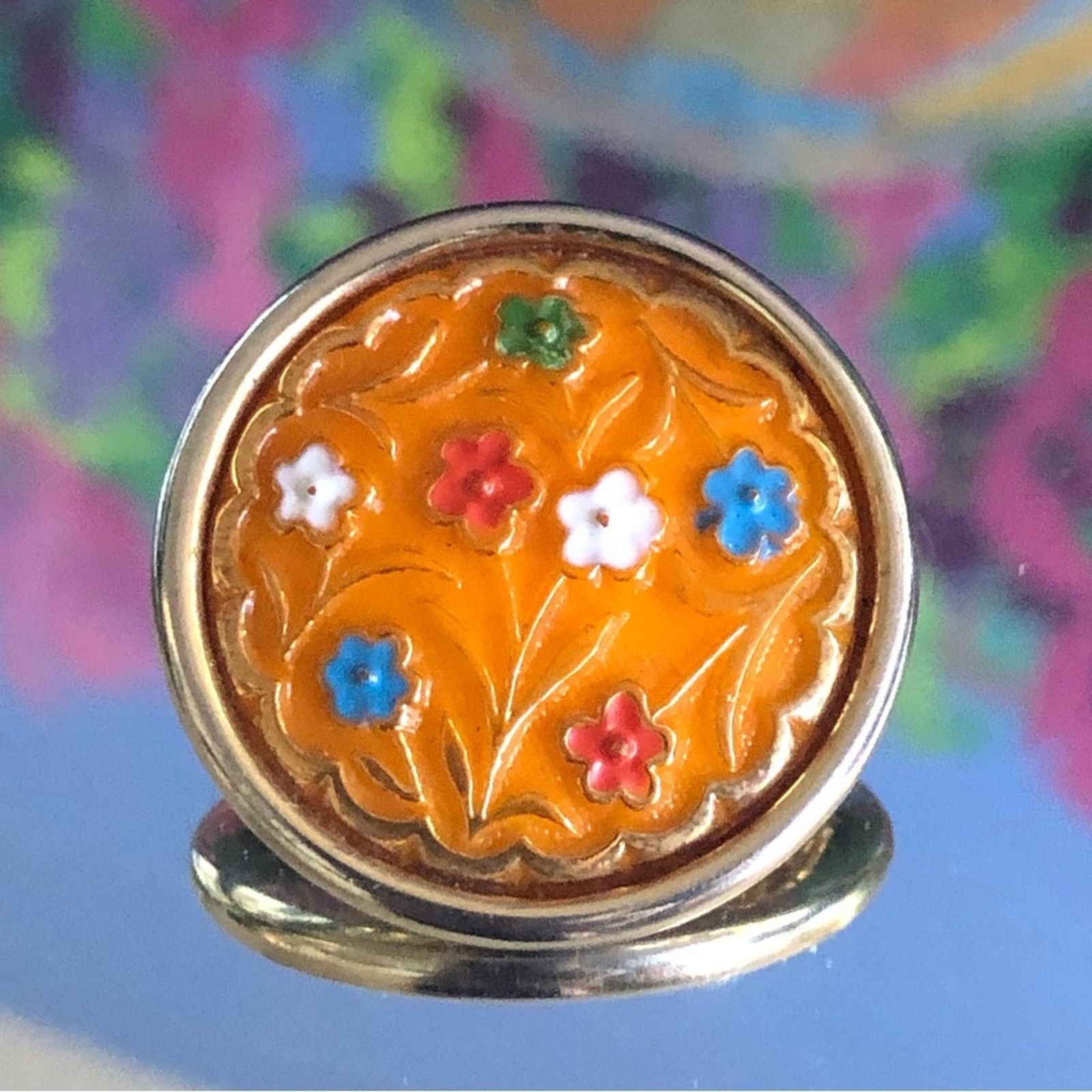 Vintage Vintage mod style textured floral design brooch pin Size ONE SIZE - 1 Thumbnail