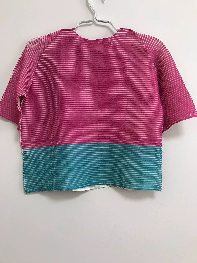 Issey Miyake Issey Miyake Pink and green color-blocked short-sleeved sh Size M / US 6-8 / IT 42-44 - 2 Thumbnail
