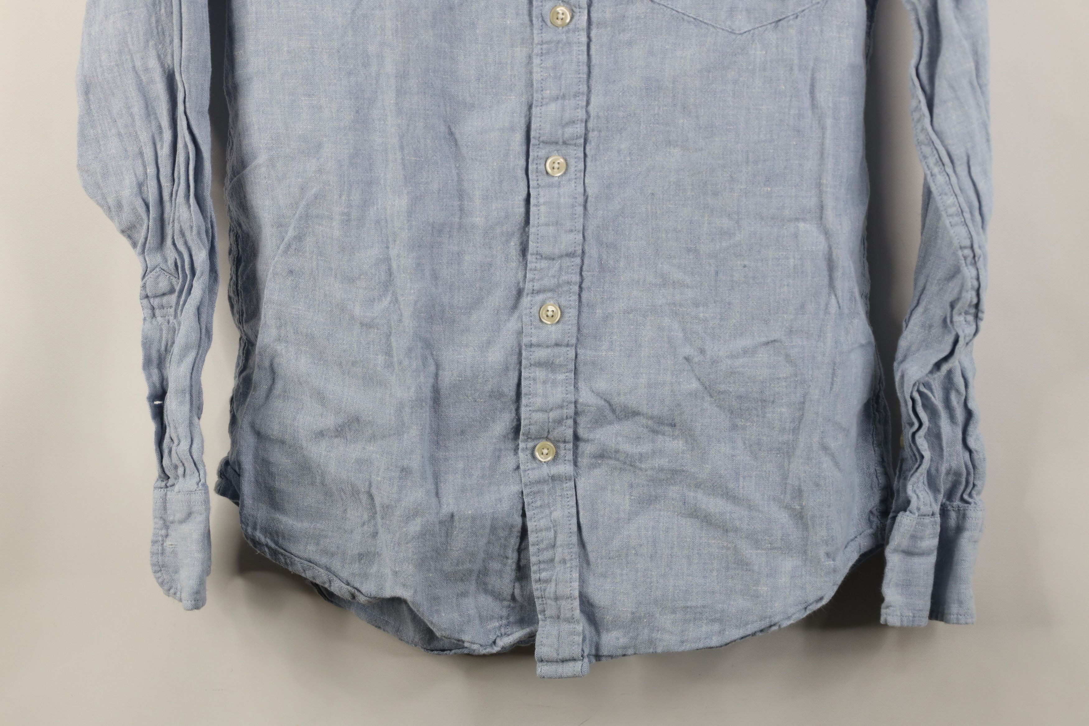 J.Crew J Crew Fit Linen Blend Knit Collared Button Down Shirt Blue Size US S / EU 44-46 / 1 - 3 Thumbnail