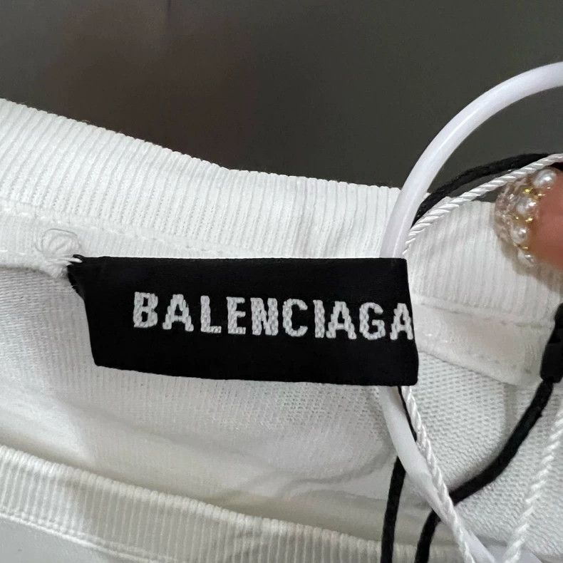 Balenciaga Balenciaga White Pattern Printed Logo Short Sleeve Size US L / EU 52-54 / 3 - 3 Thumbnail