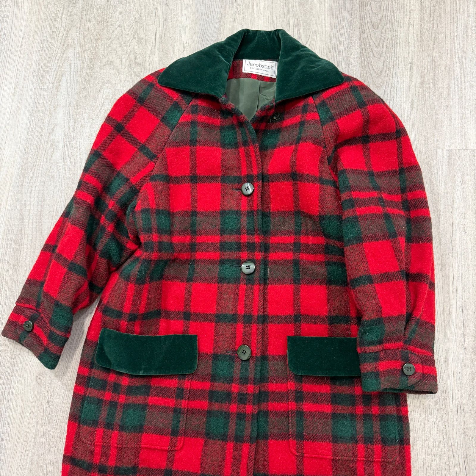 Vintage Vintage Jacobsons Wool Down Coat Red Green Tartan Plaid Size L / US 10 / IT 46 - 2 Thumbnail