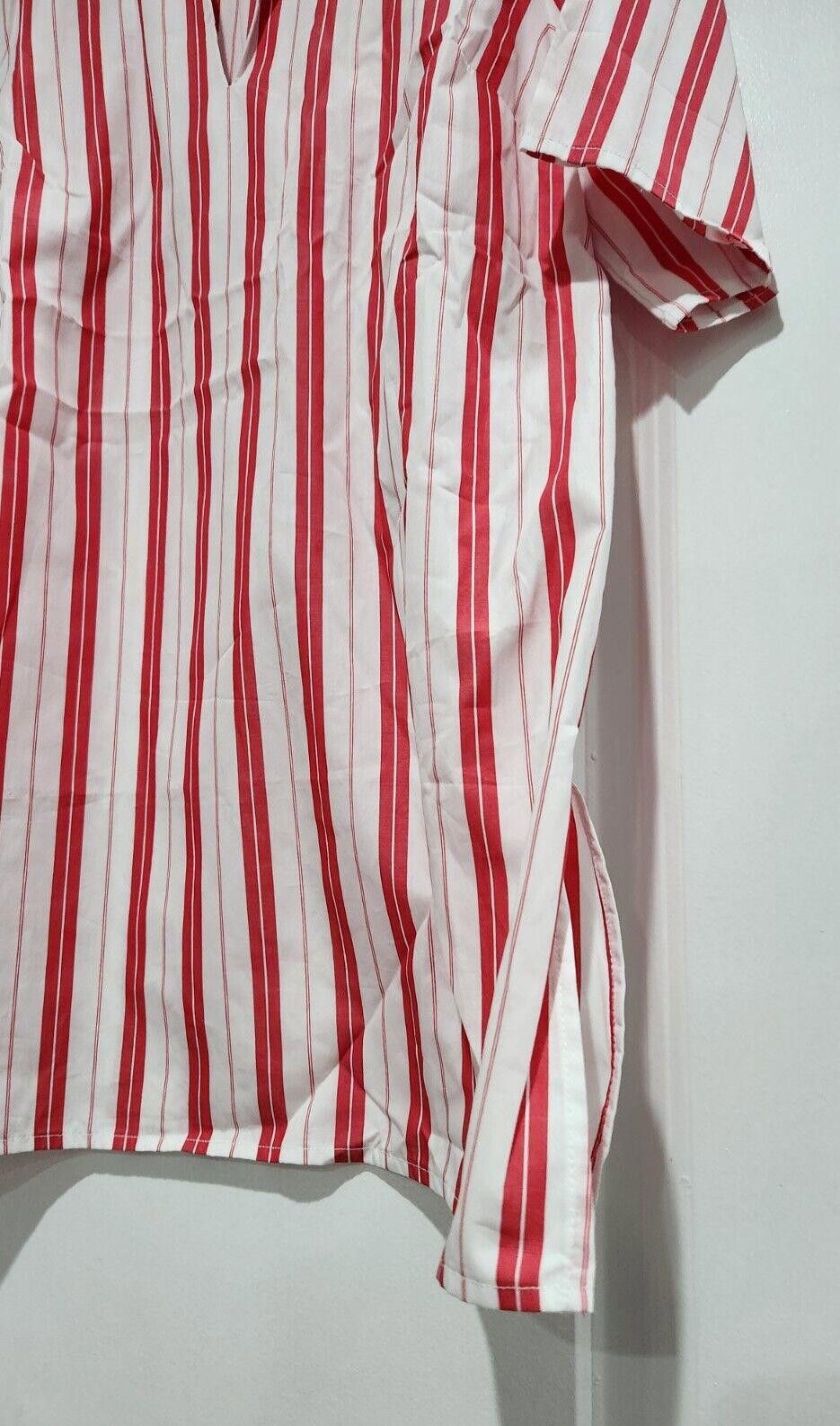 Designer Neiman marcus Harshman Top Small Red White Striped V Neck Size S / US 4 / IT 40 - 4 Thumbnail