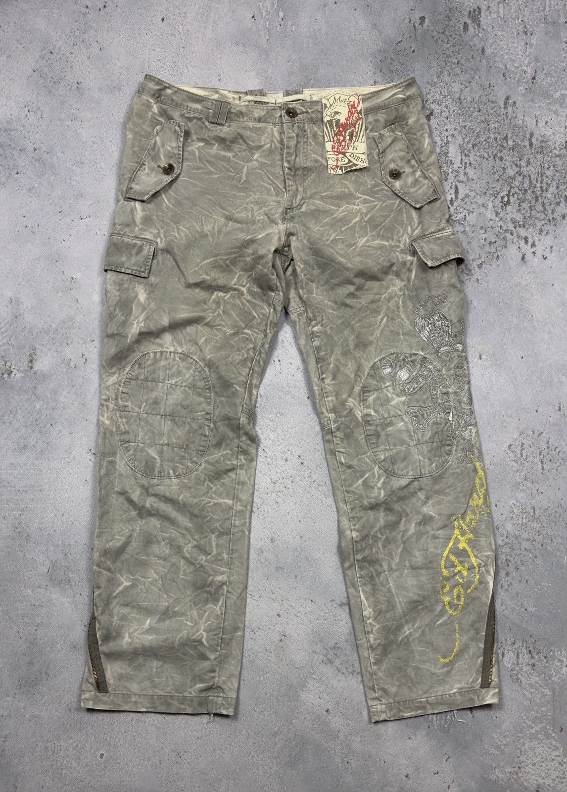 Christian Audigier Ed Hardy cargo pants zip multi pocket vintage Audigier rare Size US 36 / EU 52 - 5 Thumbnail