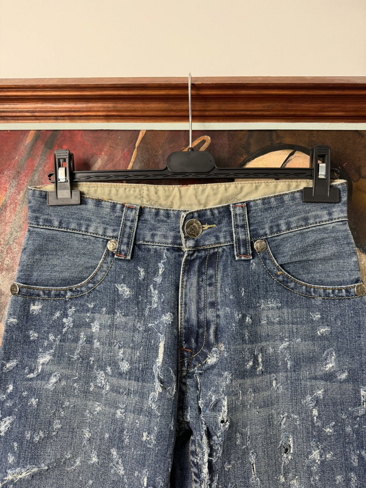 Ed Hardy Vintage Y2k Denim Ed Hardy Jeans Distressed Drip Rare Size US 29 - 3 Thumbnail