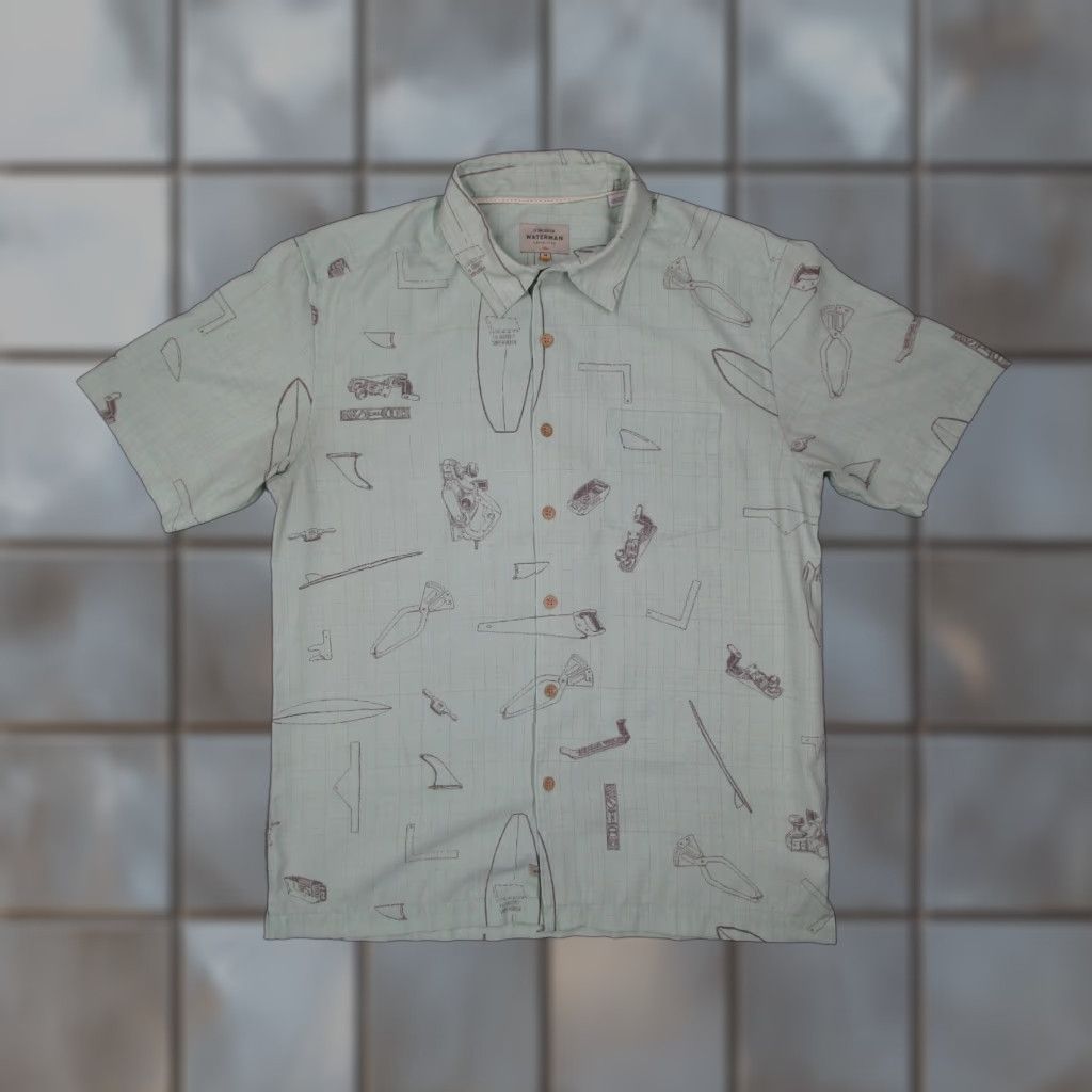 Quiksilver Quiksilver Waterman Shirt Mens M Blue Comfort Fit Button Up Short Sleeve Surfboards Hawaiian Beach Bohemian California Tropical 2010s Mens Size US M / EU 48-50 / 2 - 1 Thumbnail