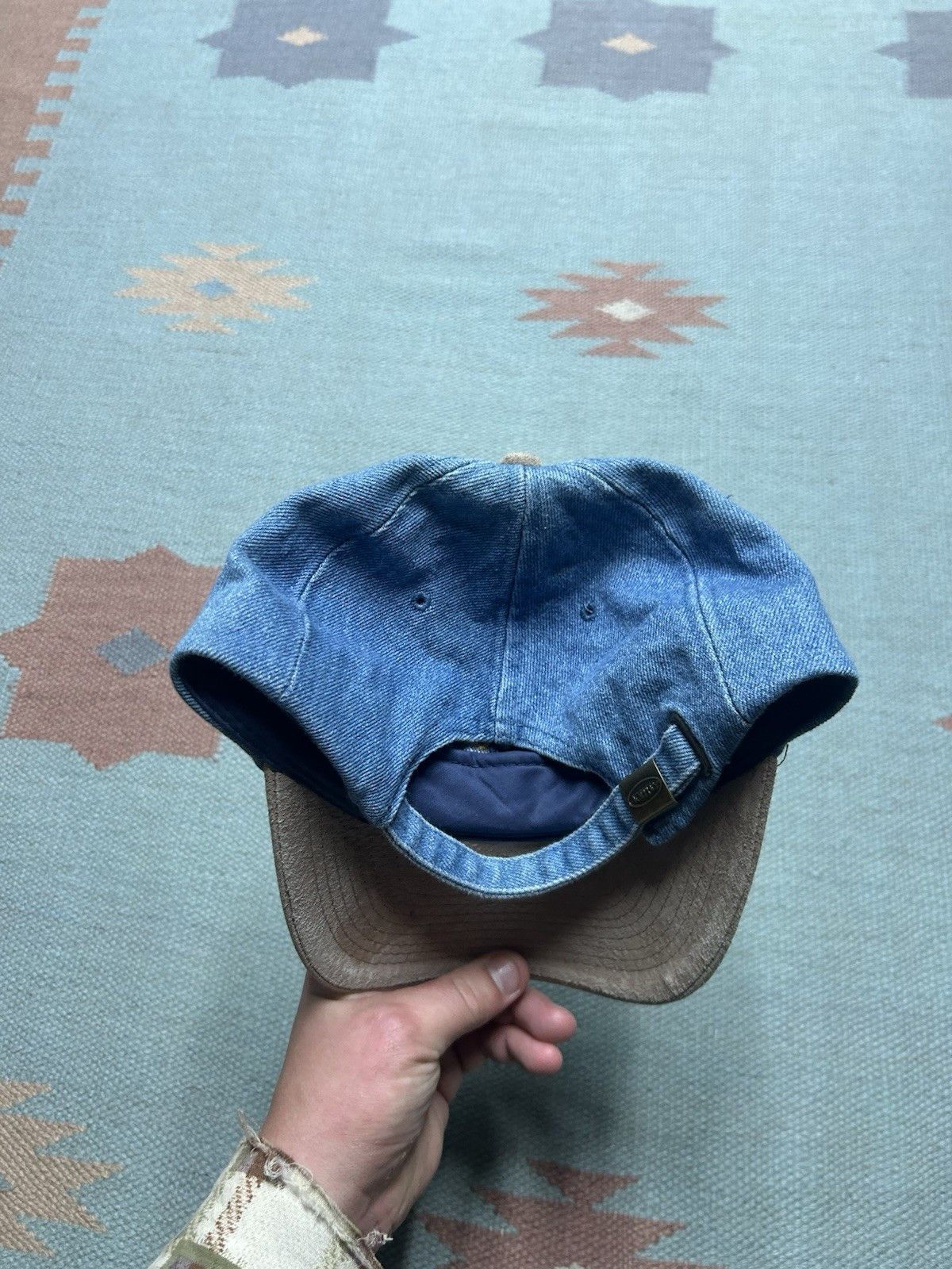 Vintage Vintage hat Vermont denim embroidered suede bill adjustable Size ONE SIZE - 4 Thumbnail