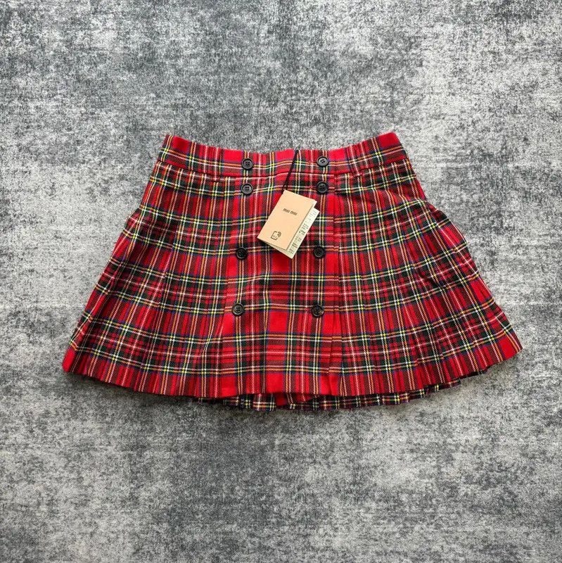 Miu Miu Miu Miu Red Wool Pleated Skirt 0089 Size 28" / US 6 / IT 42 - 1 Thumbnail