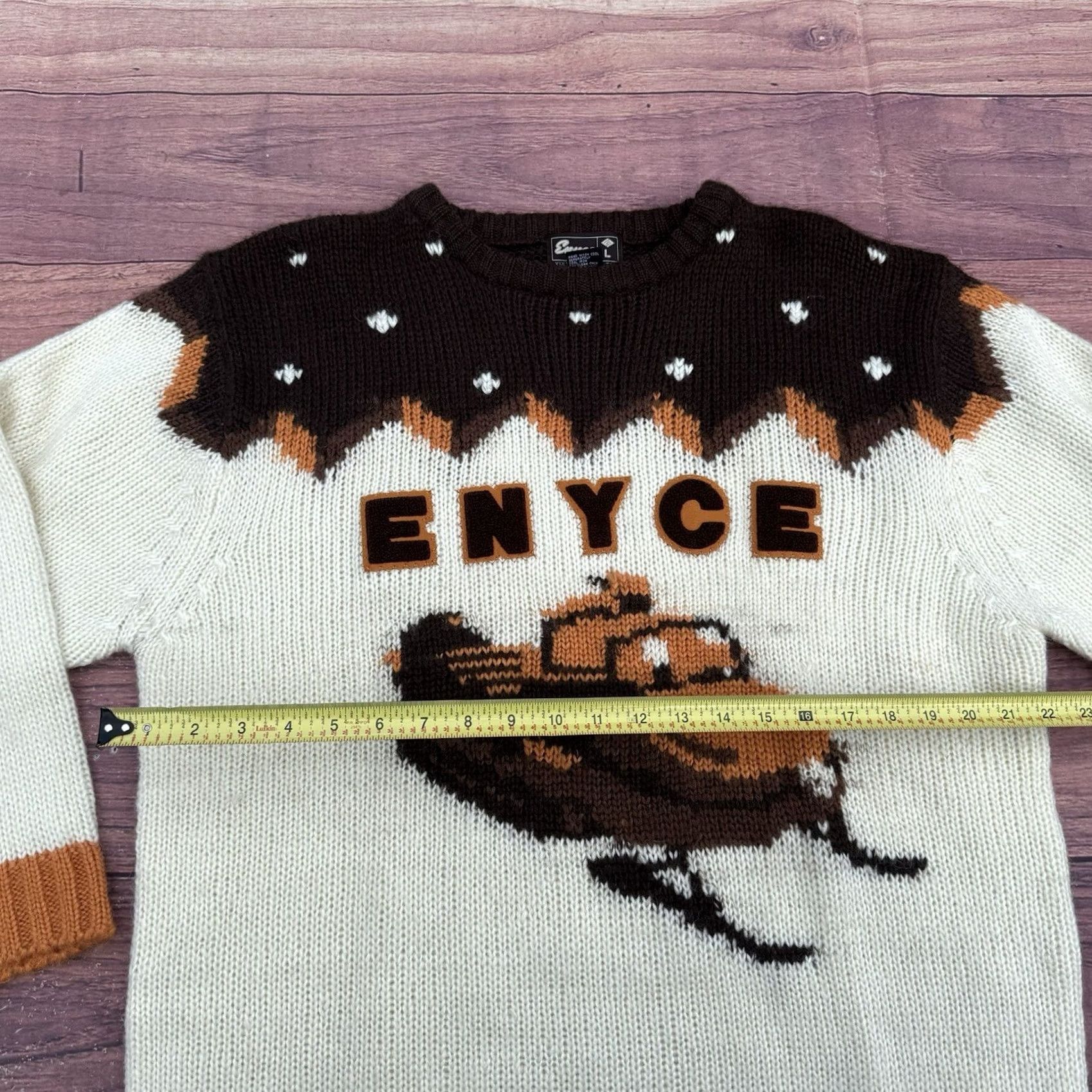 Enyce VINTAGE Enyce Ski Knit Sweater L Brown Mens Pullover Knit Heavyweight 90s Streetwear Urban NYC Size US L / EU 52-54 / 3 - 2 Thumbnail