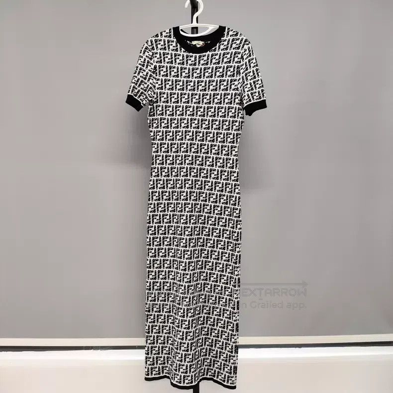 Fendi Fendi Black and White Monogram Printed Logo Knit Elastic D Size XS / US 0-2 / IT 36-38 - 1 Thumbnail
