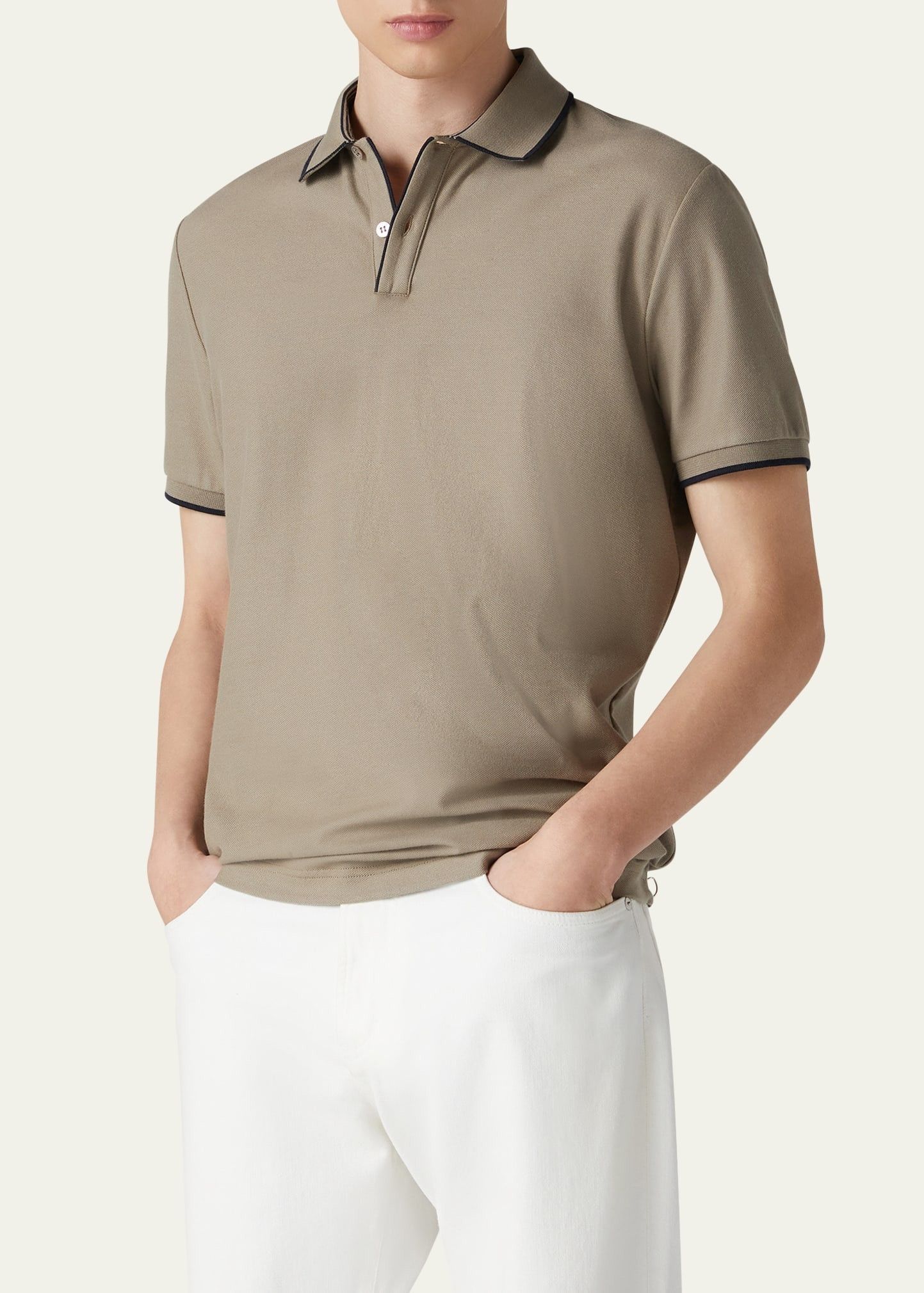 Loro Piana o1w1db10125 FA14903 Brentwood Polo Shirt in Beige Size US M / EU 48-50 / 2 - 4 Thumbnail