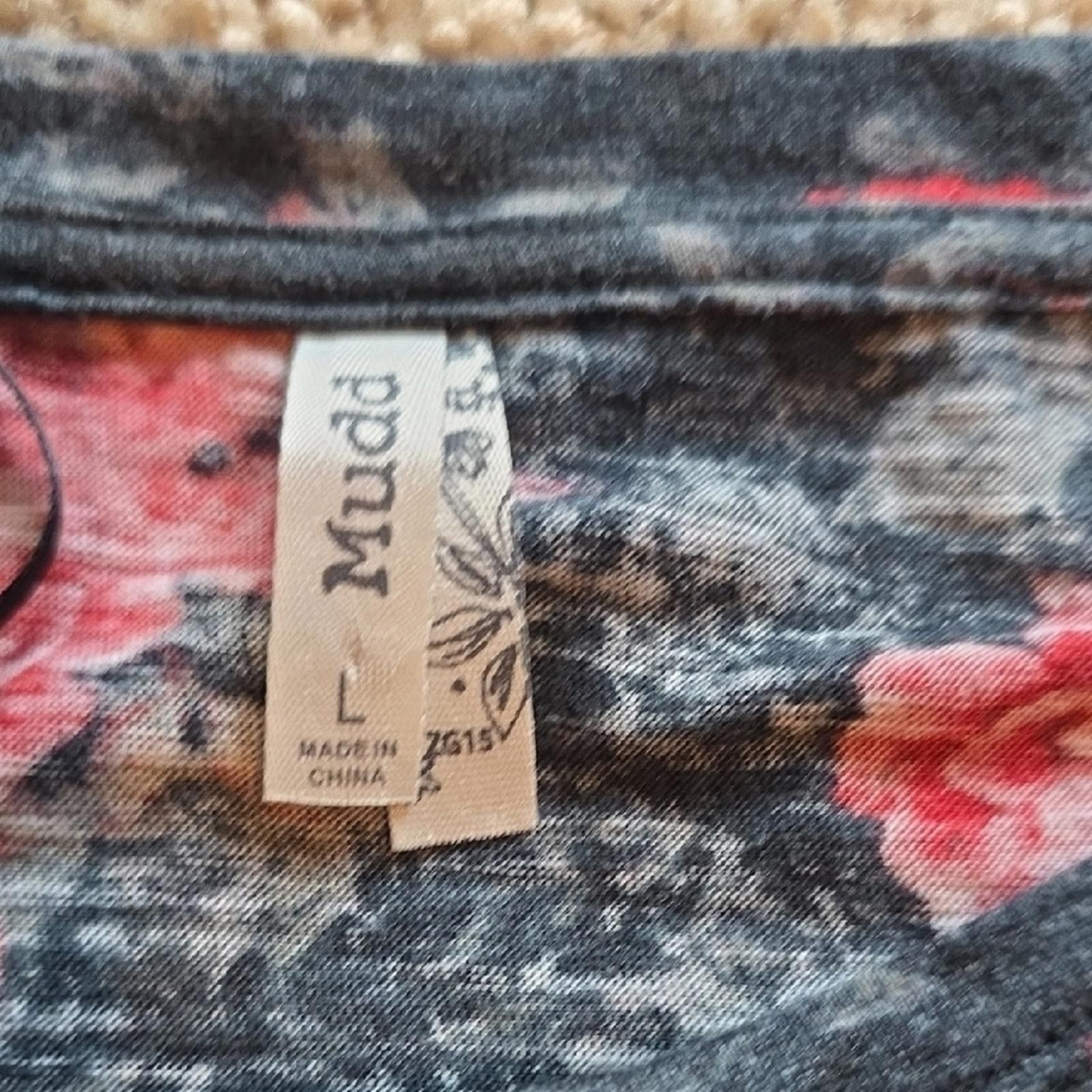 Steve Madden Mudd Distressed Floral Crop Top Ruffle Sleeve Grunge Y2K Tee Size L / US 10 / IT 46 - 2 Thumbnail