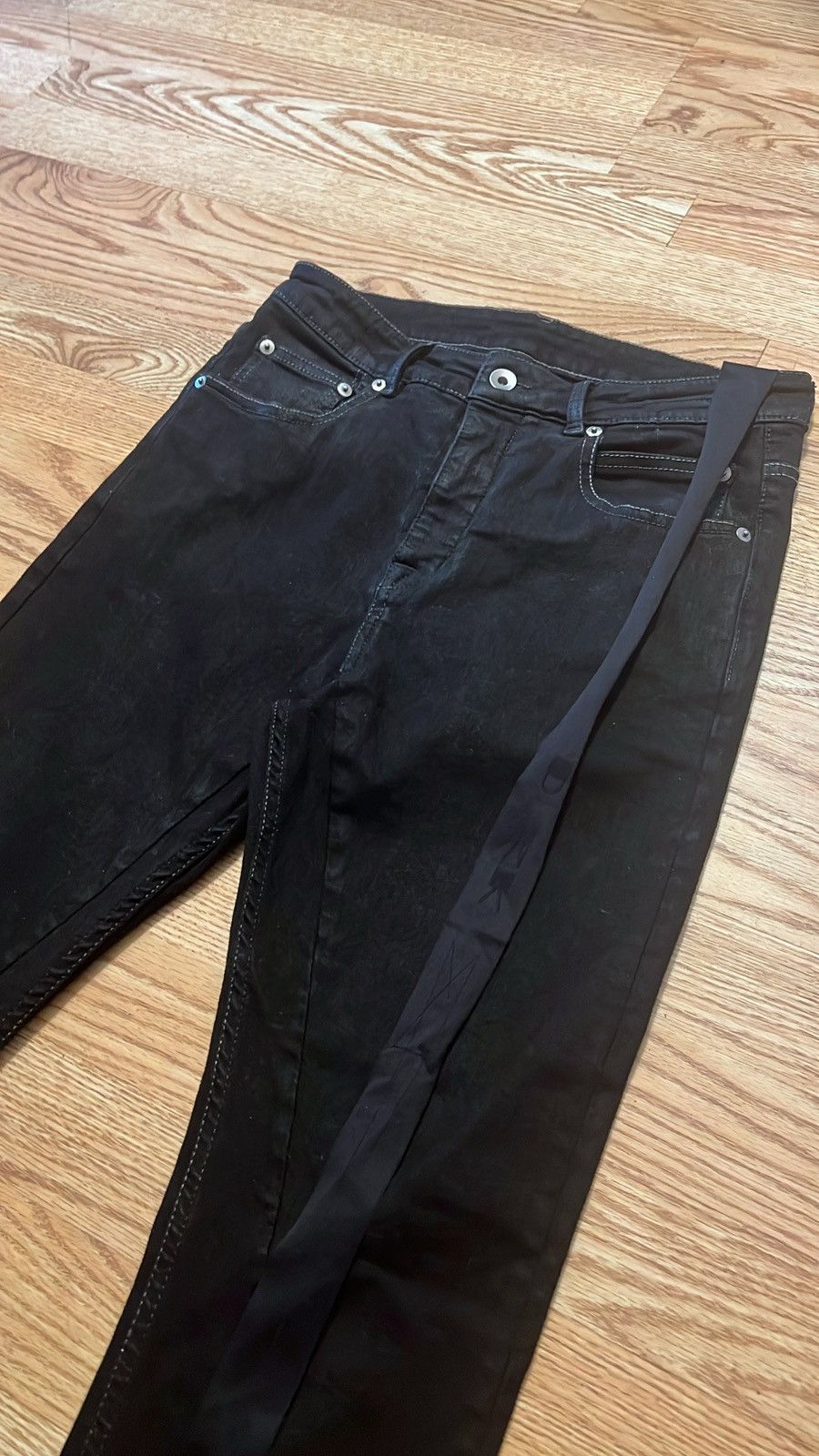 Rick Owens × Rick Owens Drkshdw Rick Owens Waxed Detroits SBB Size US 29 - 4 Thumbnail