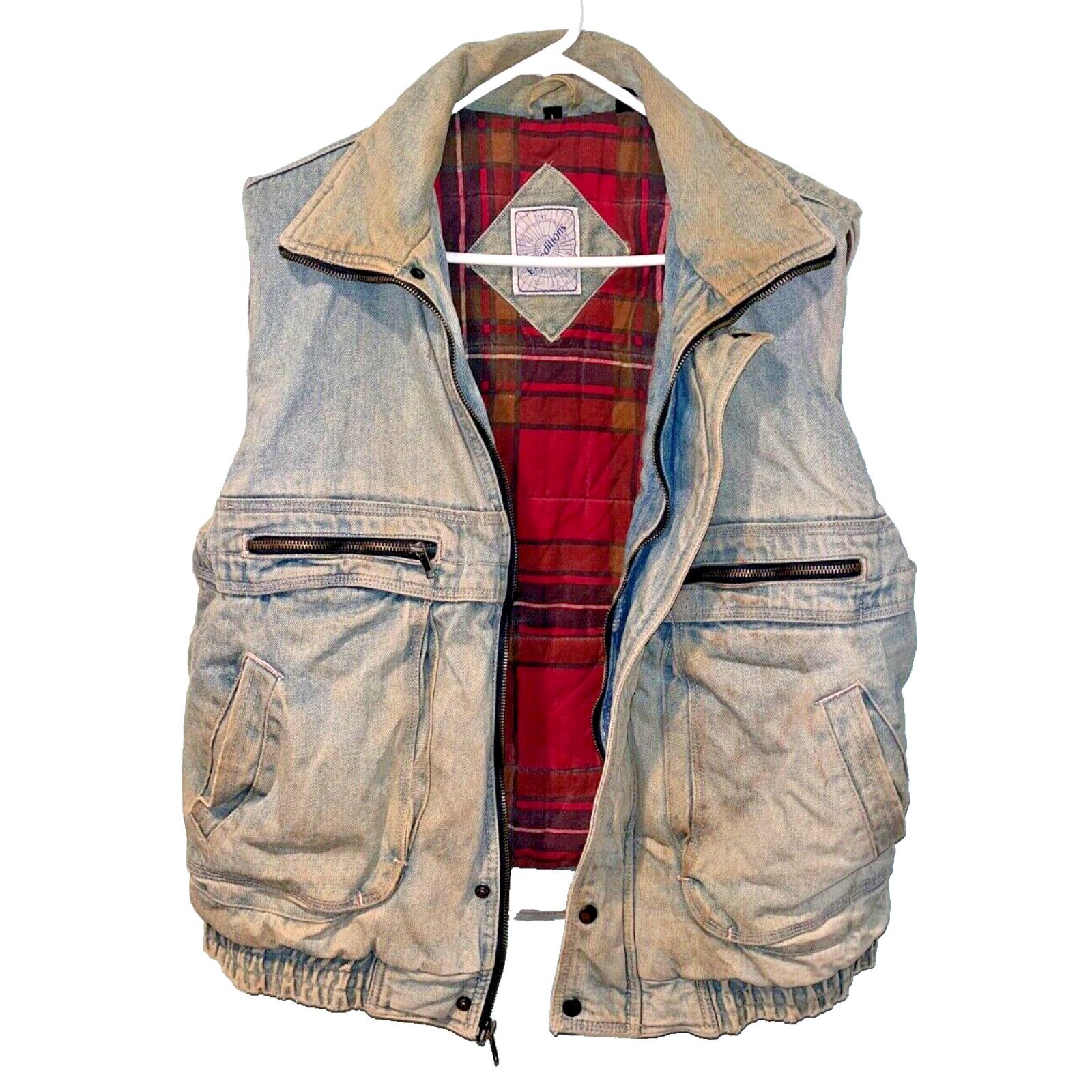 Other Expeditions Denim Vest Flannel Lined Distressed Men’s L Size US L / EU 52-54 / 3 - 5 Thumbnail