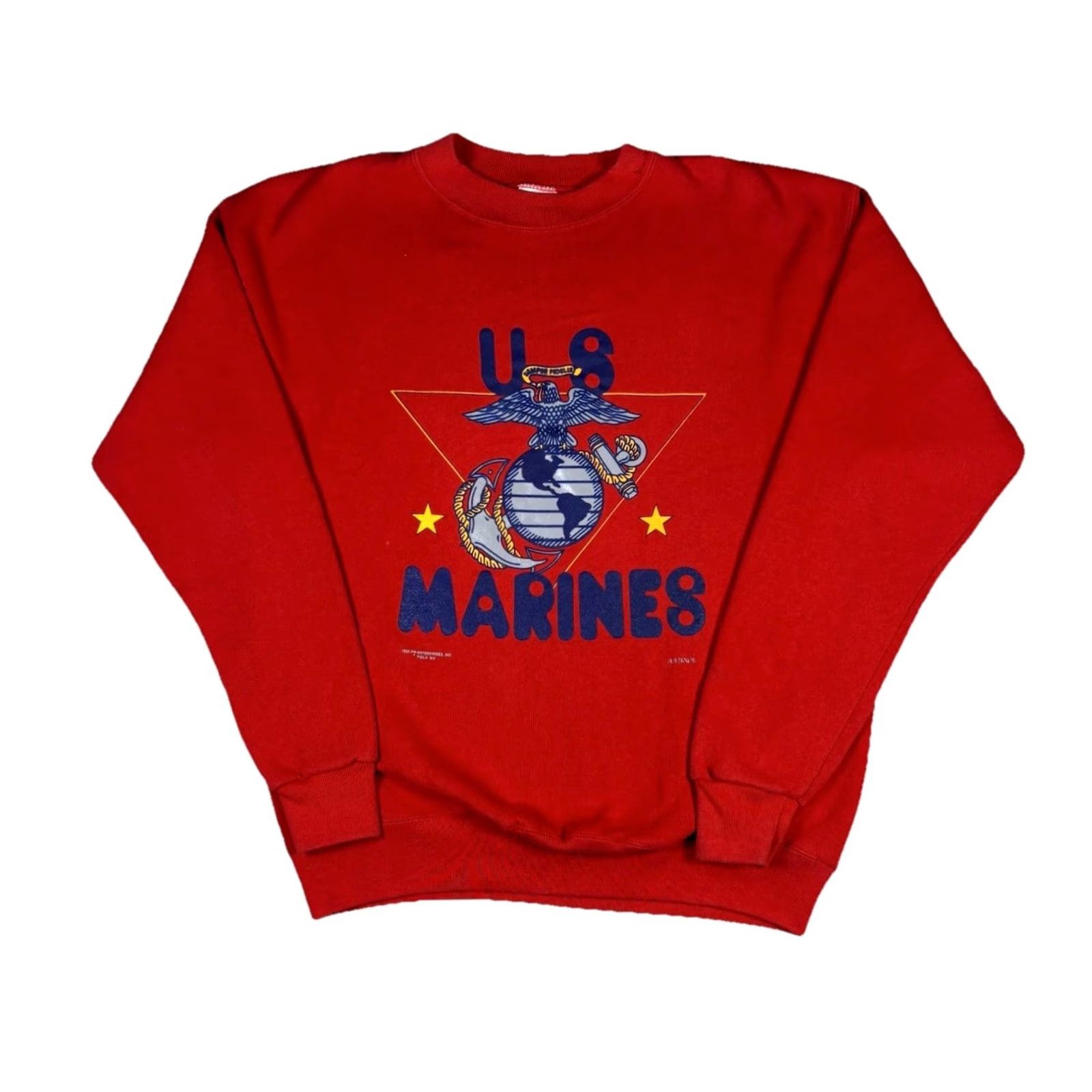 Logo 7 VINTAGE Marines Sweatshirt Logo Print Red Crewneck XL Adult 1990s Military Men Pullover Cotton Fleece Graphic Print Size US XL / EU 56 / 4 - 2 Thumbnail