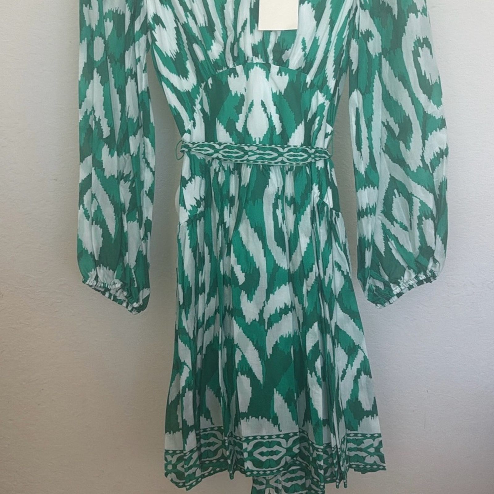 & Other Stories Alex Marie Long Sleeve Dress Printed Teal and White size 4 Size S / US 4 / IT 40 - 10 Thumbnail