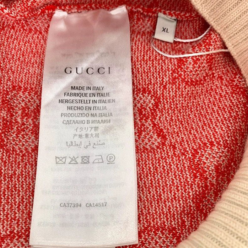 Gucci Gucci Red logo old flower full print wool round neck knitte Size US XL / EU 56 / 4 - 6 Thumbnail