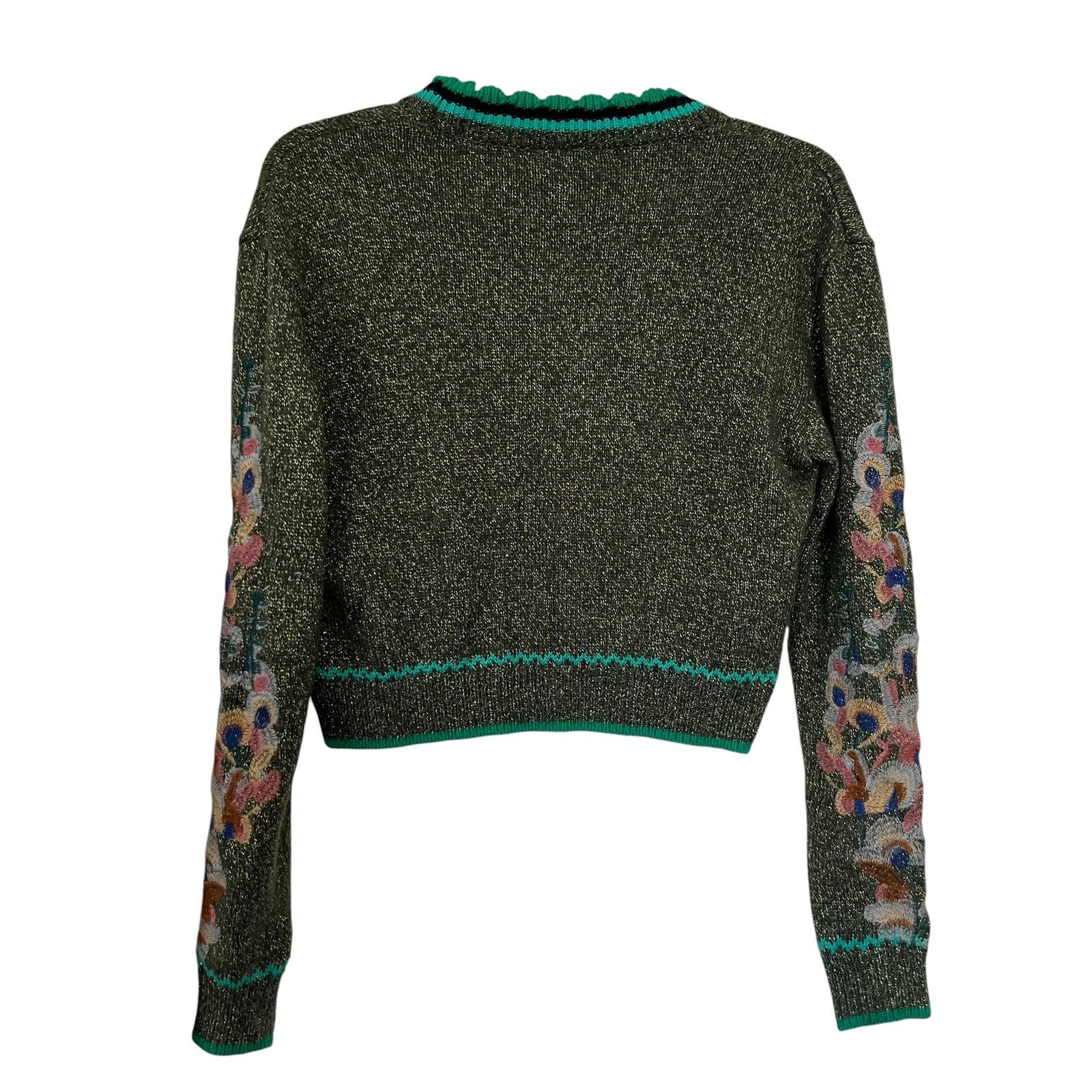 Other Anthropologie Blank London Olive Green Embroidered Cardigan Size XS / US 0-2 / IT 36-38 - 7 Thumbnail