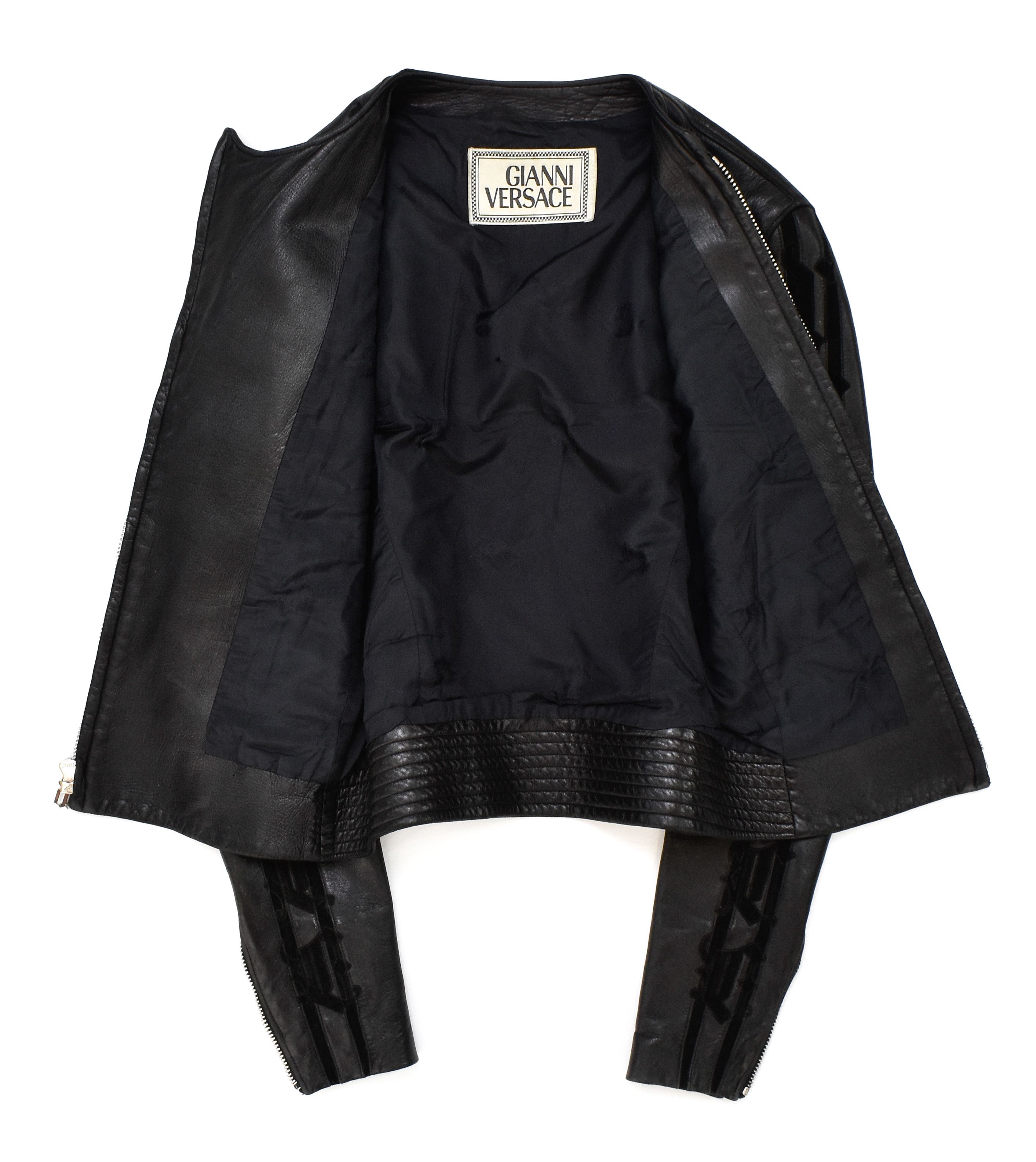 Versace RARE! Gianni Versace 2002 Gothic Leather Jacket Sleeves Logo Size S / US 4 / IT 40 - 5 Thumbnail