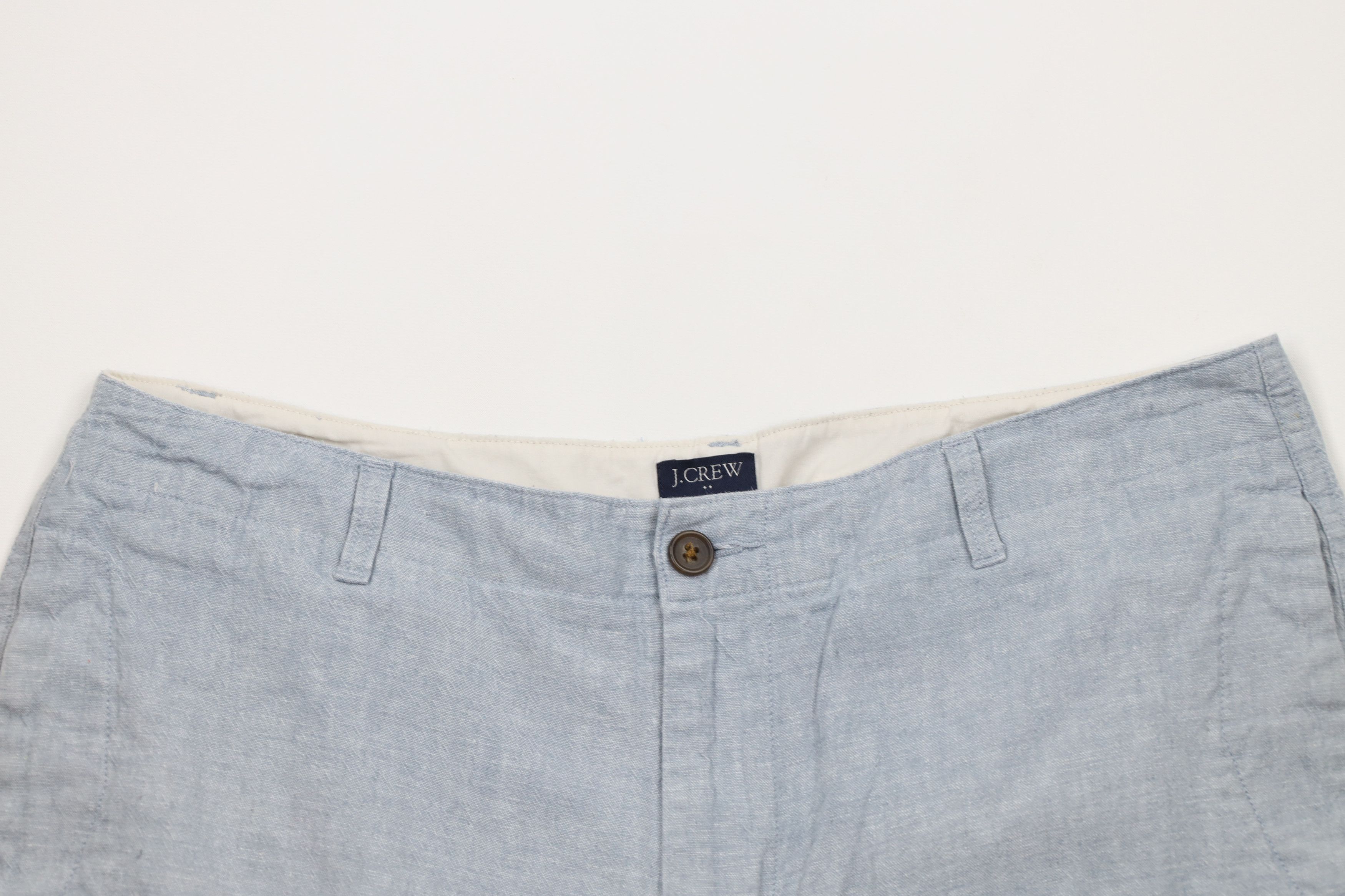 J.Crew × Vintage J Crew Gramercy Above Knee Linen Blend Chambray Shorts Blue Size US 38 / EU 54 - 2 Thumbnail
