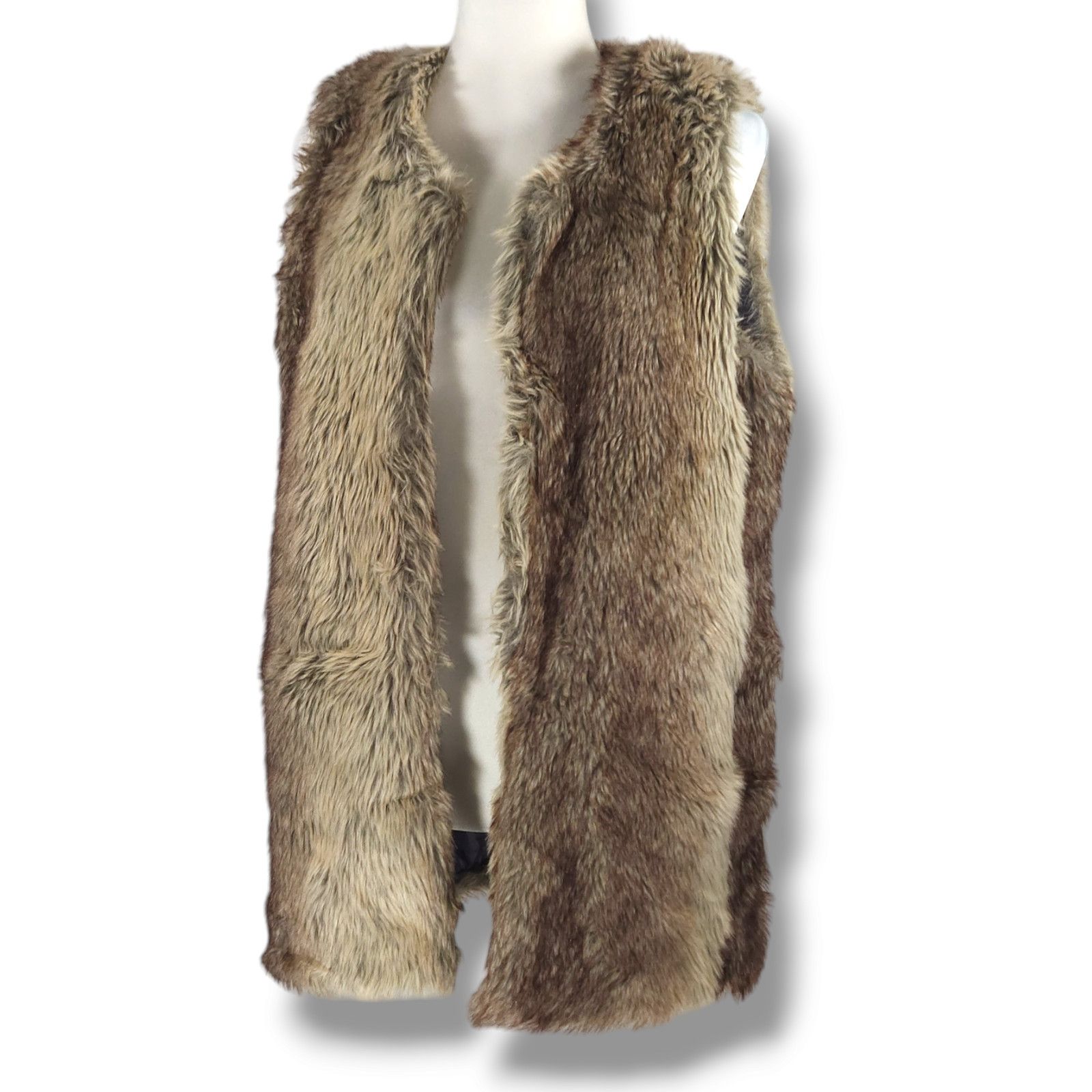Other EUC INC International Ombre Faux Fur Vest Sz. S Brown Cream Size S / US 4 / IT 40 - 2 Thumbnail