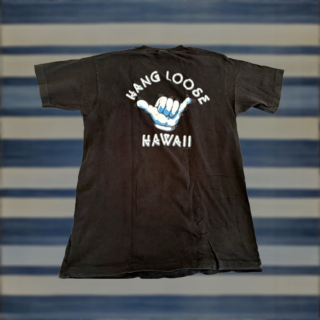 Fruit Of The Loom VINTAGE Hang Loose Hawaii Black Shirt L Mens Crew Neck Short Sleeve 100% Cotton Fruit of the Loom T-Shirt USA Made 1984 Size US L / EU 52-54 / 3 - 1 Thumbnail