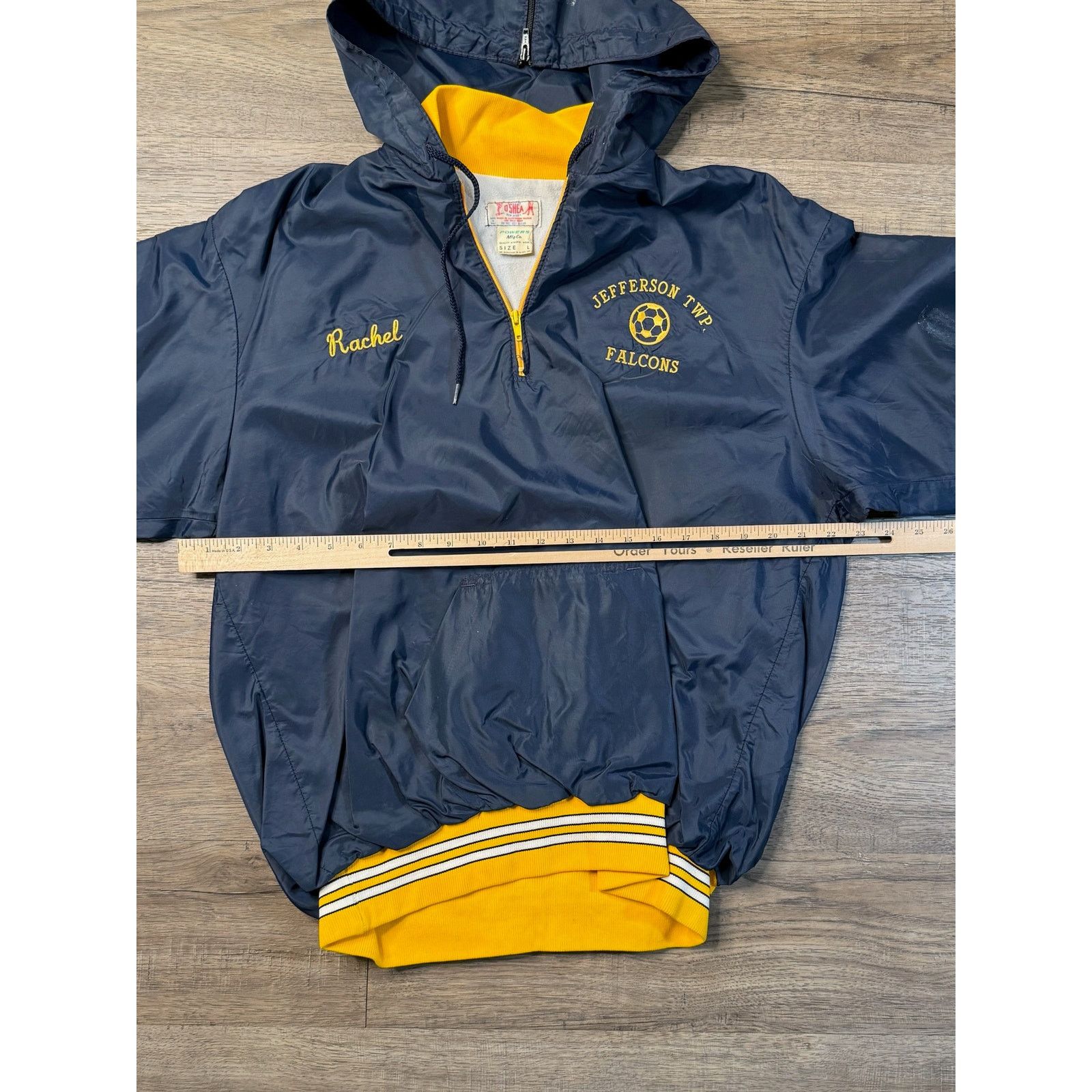 Vintage Vintage O'Shea Blue Jefferson Falcons Hooded Windbreaker Size US XL / EU 56 / 4 - 6 Thumbnail
