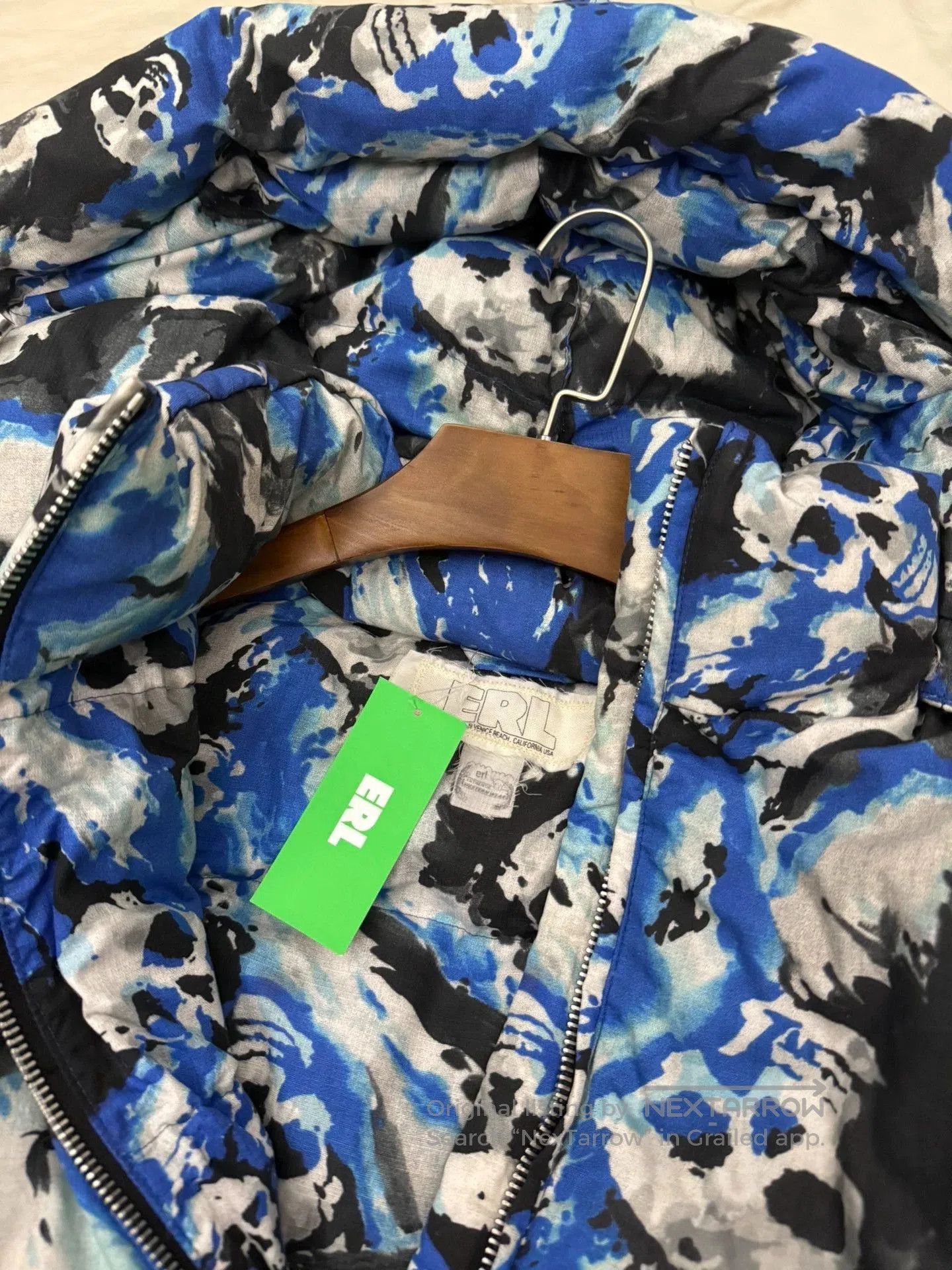 ERL Blue Skull Print Puffer Jacket Size L. Size US L / EU 52-54 / 3 - 6 Thumbnail