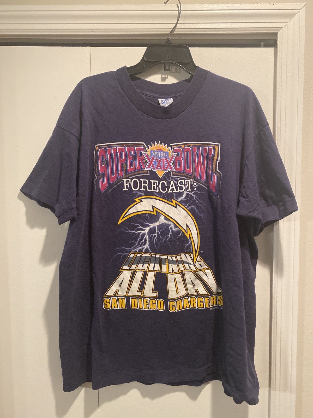 Image of Salem Sportswear 1995 Lightning Chargers Football Shirt in Blue, Men's (Size XL)