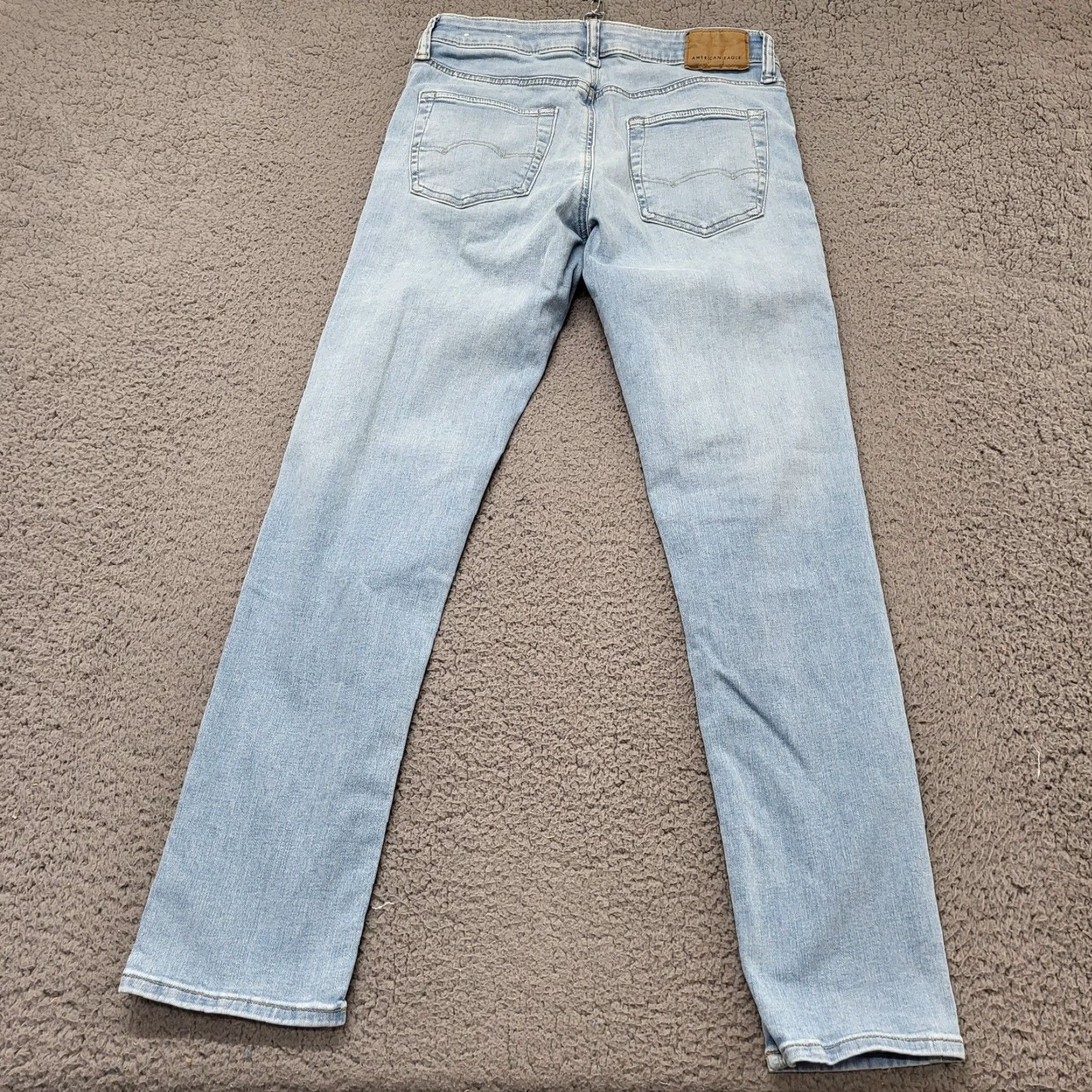 American Eagle Outfitters American Eagle Outfitters Jeans Men's 29x32 Easy Flex Skinny Mid Rise Blue Denim Distressed No Size US 29 - 3 Thumbnail