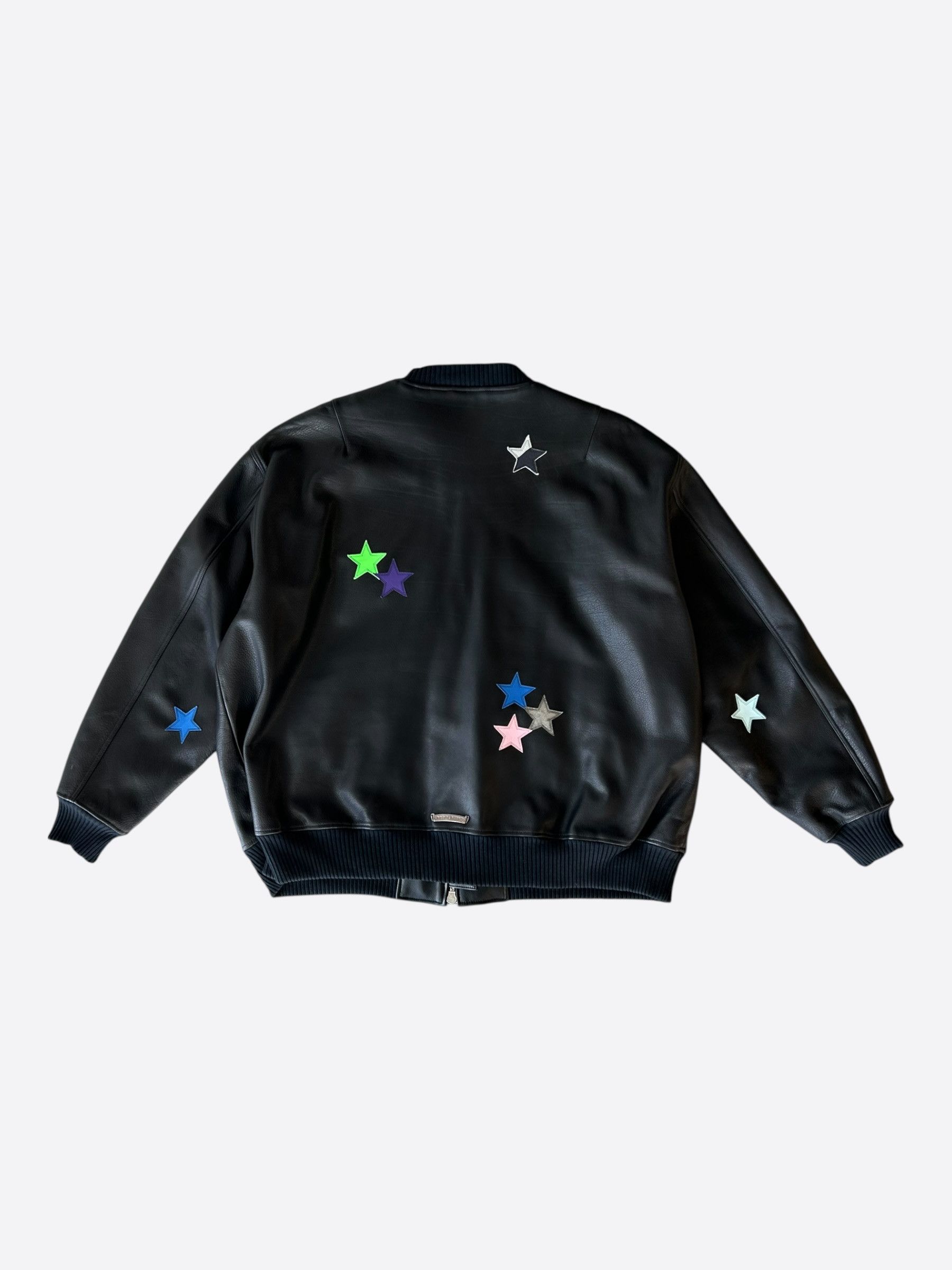 Chrome Hearts Black & Multicolor Star Patch Leather Bomber Jacket Size US XXL / EU 58 / 5 - 2 Thumbnail