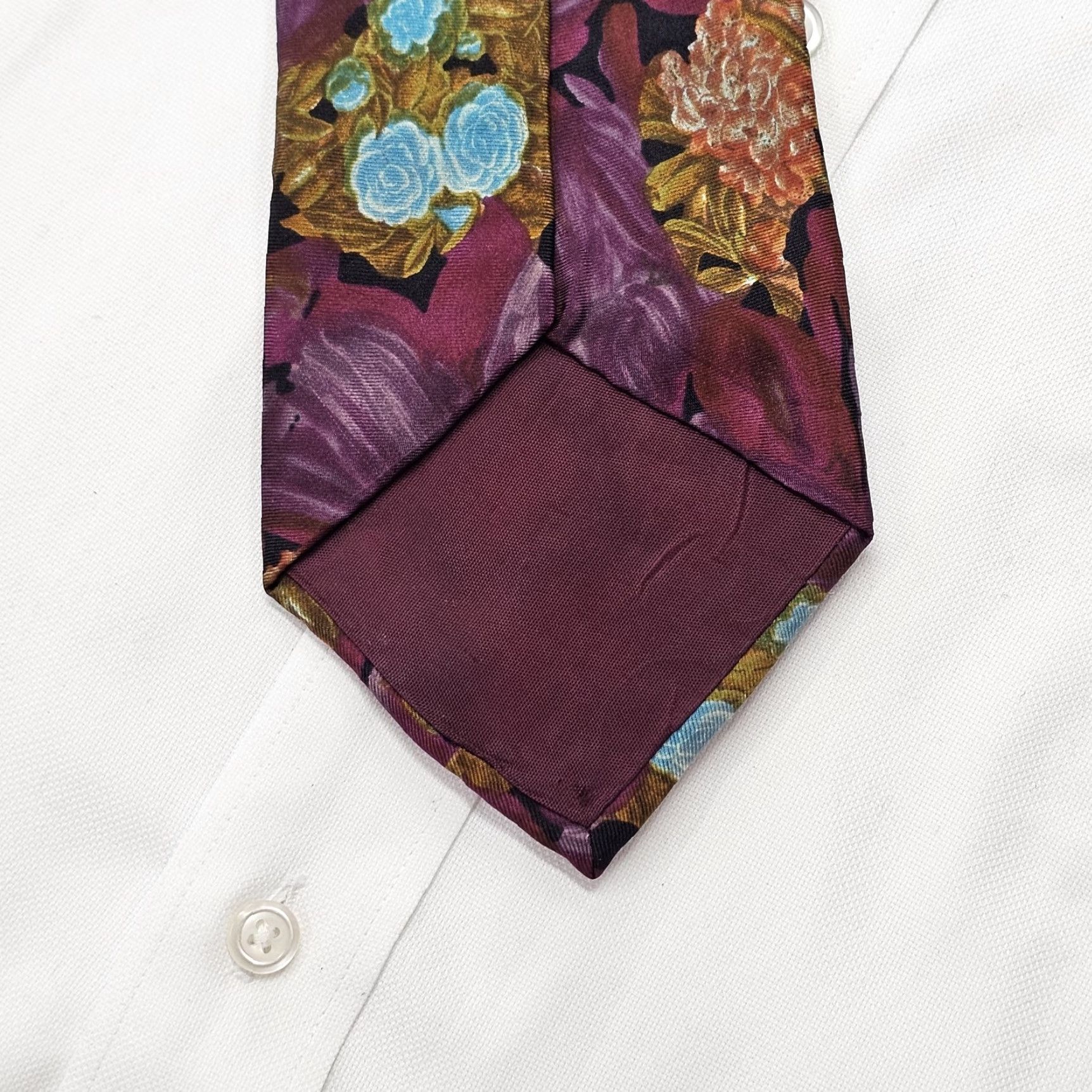 Vintage VINTAGE Don Loper Necktie Tie Men Silk Purple Floral 55.75"x4" Retro Size ONE SIZE - 5 Thumbnail